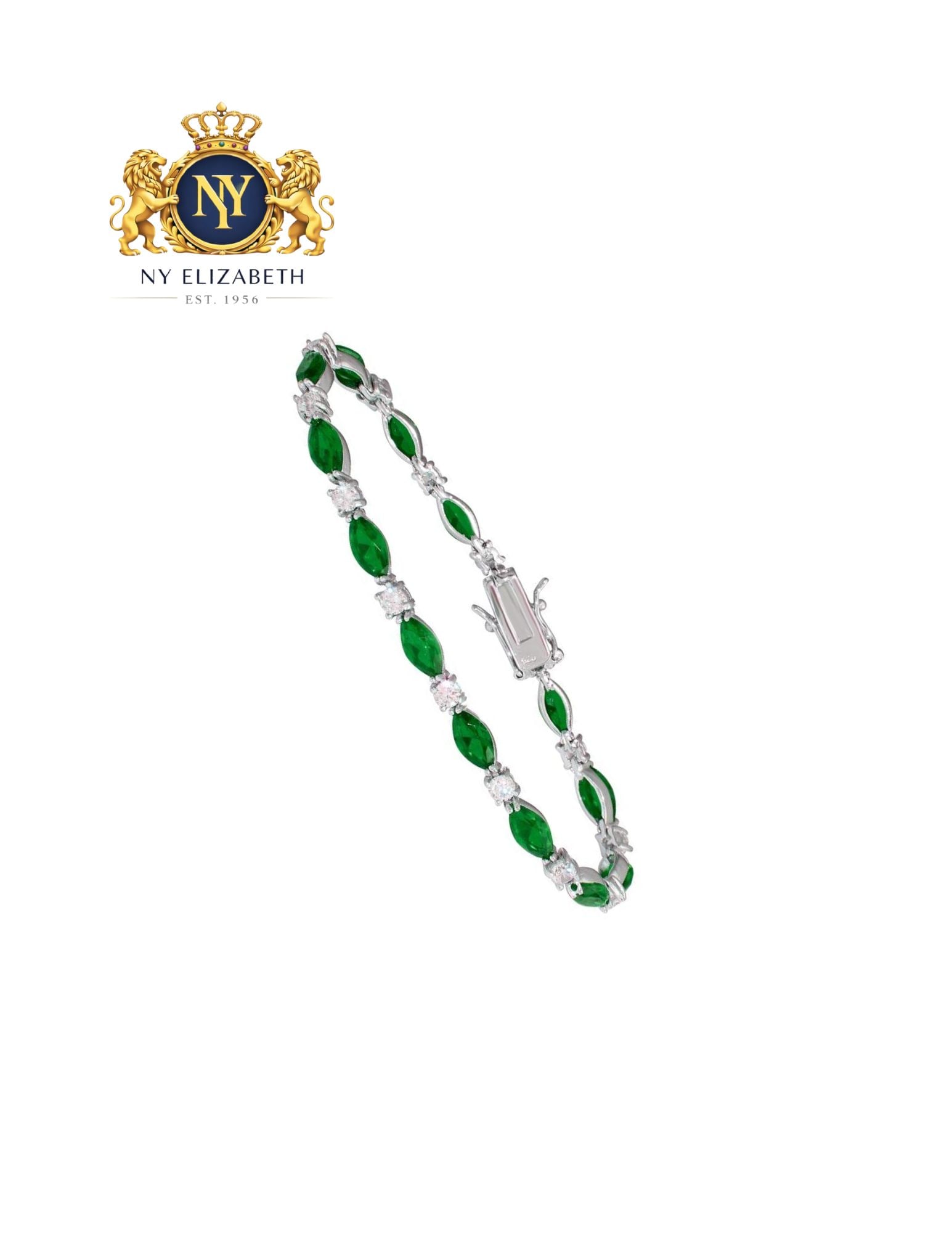 RHODIUM PLATED 925 STERLING SILVER GREEN OVAL BRACELET: Rhodium Plated 925 Sterling Silver Green Oval CZ Bracelet Metal: 925 Sterling Silver Plating: Nickel Free Rhodium Plated Stone: Cubic Zirconia Stones Length: 7 Inches Adjustable Accessories: None N