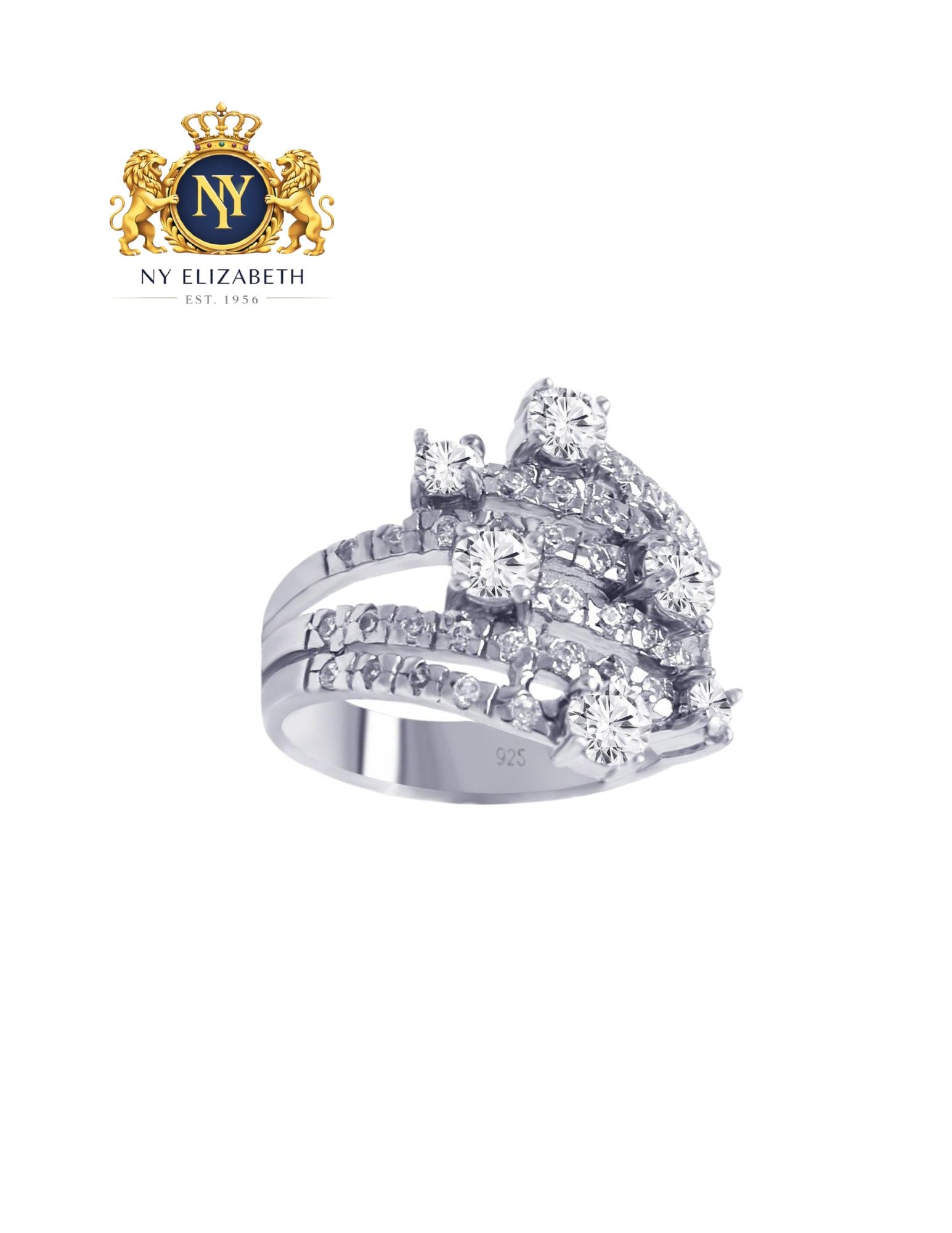SILVER 925 RHODIUM PLATED MULTIPLE SIZED CLEAR RING - 2