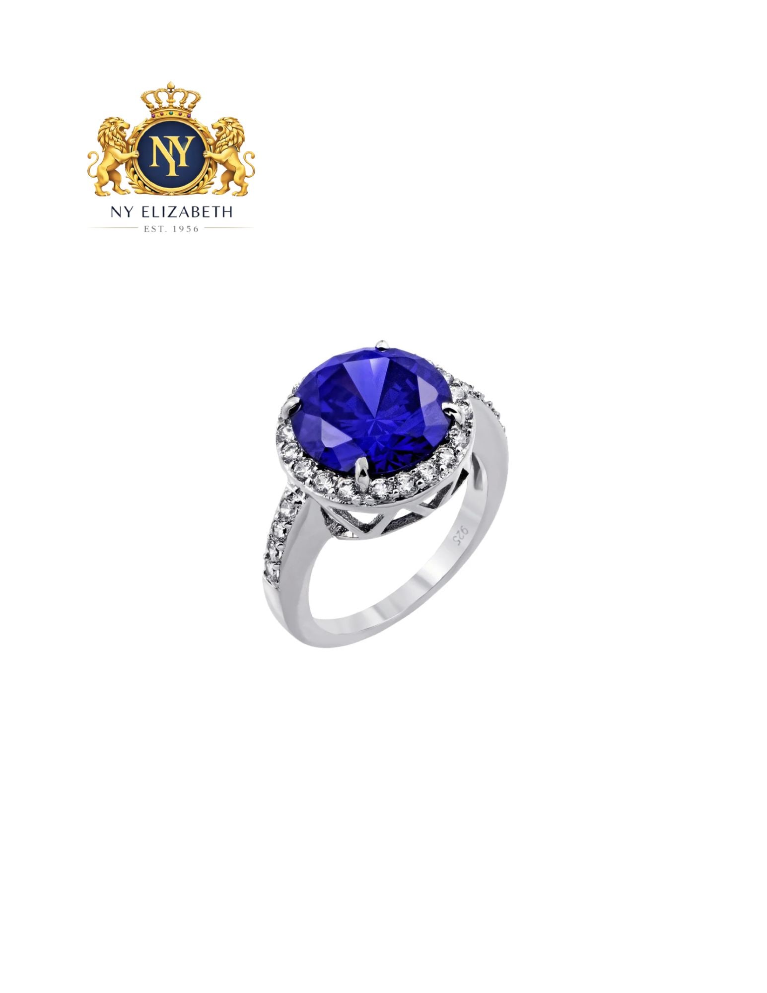 SILVER 925 RHODIUM PLATED BLUE ROUND AND CLEAR RING: Silver 925 Rhodium Plated Blue Round and Clear CZ Ring Metal: 925 Sterling Silver Plating: Nickel Free Rhodium Plated Stone: Blue Round and Clear Inlay CZ Stones Ring Size:: 8 US Accessories: None