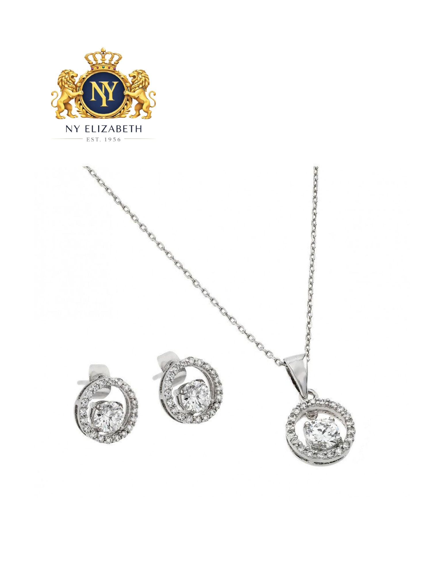 SILVER 925 RHODIUM PLATEDCZ STUD EARRING AND NECKLACE SET: Silver 925 Rhodium PlatedCZ Stud Earring and Necklace Set Metal: 925 Sterling Silver Plating: Nickel Free Rhodium Plated Stone: Clear CZ Stone Dimensions: 18.7mm x 10.17mm x 4.6mm Length: None Acc