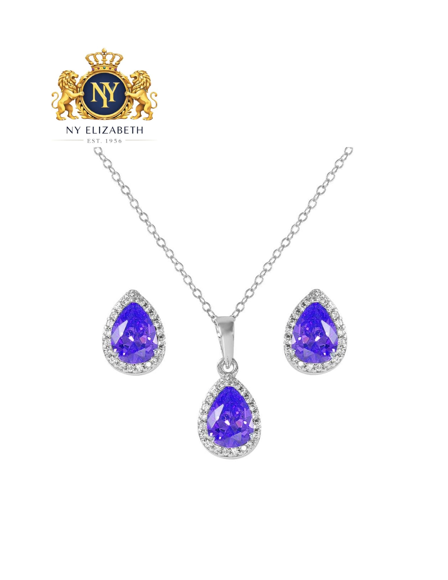 RHODIUM PLATED 925 STERLING SILVER PEAR BIRTHSTONE (1 of 2)