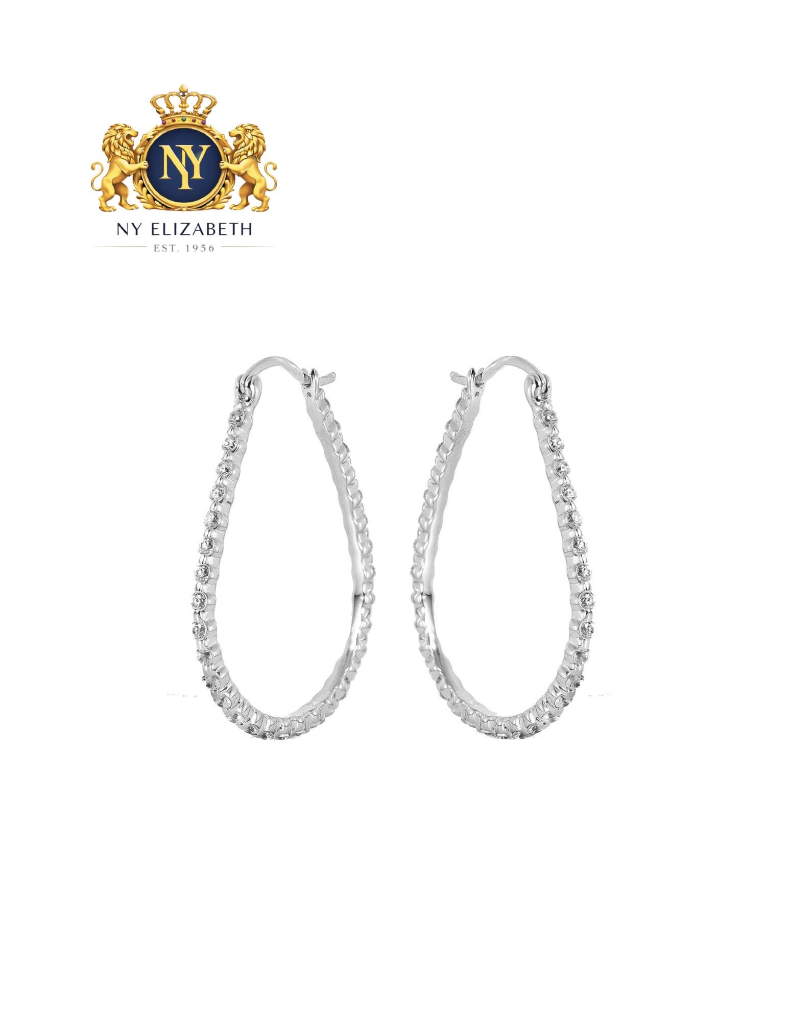 SILVER 925 RHODIUM PLATED OPEN DROP HOOP EARRINGS: Silver 925 Rhodium Plated Open Drop Hoop Earrings Metal: 925 Sterling Silver Plating: Nickel Free Rhodium Plated Stone: Clear CZ Dimensions: 41mm x 2mm Length: None Accessories: None Notic