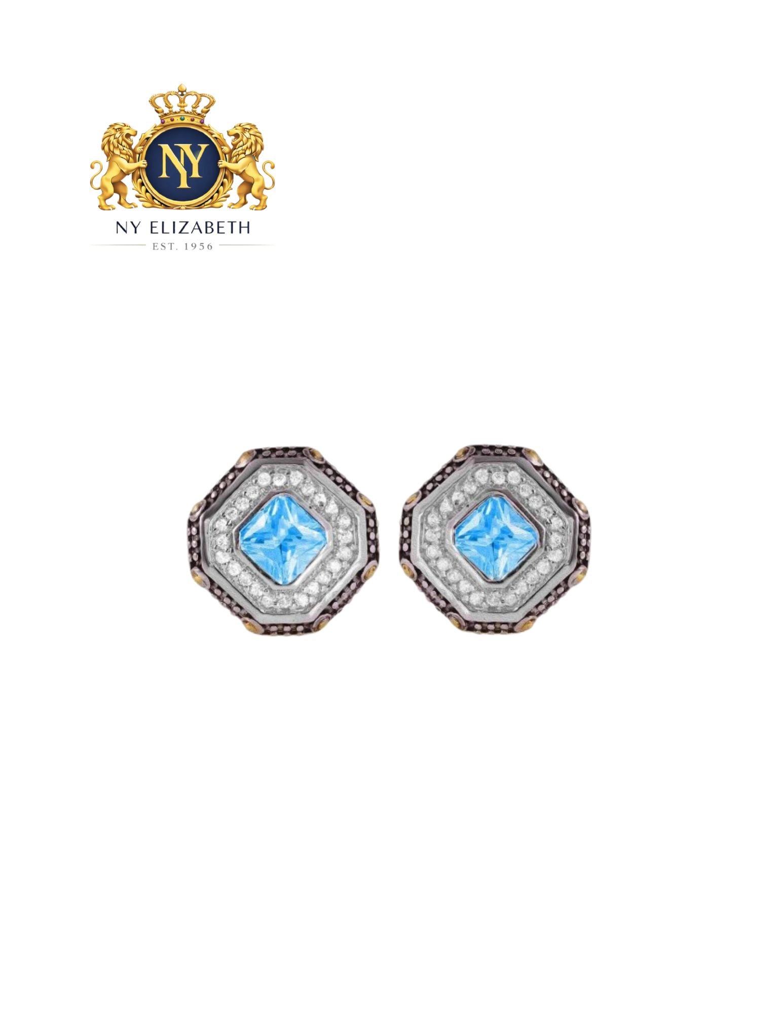 SILVER 925 RHODIUM PLATED BLUE CLUSTER EARRINGS: Silver 925 Rhodium Plated Blue Cluster Earrings Metal: 925 Sterling Silver Plating: Nickel Free Rhodium Plated Stone: CZ Stones Dimensions: 18mm x 18mm Length: None Accessories: None Notic
