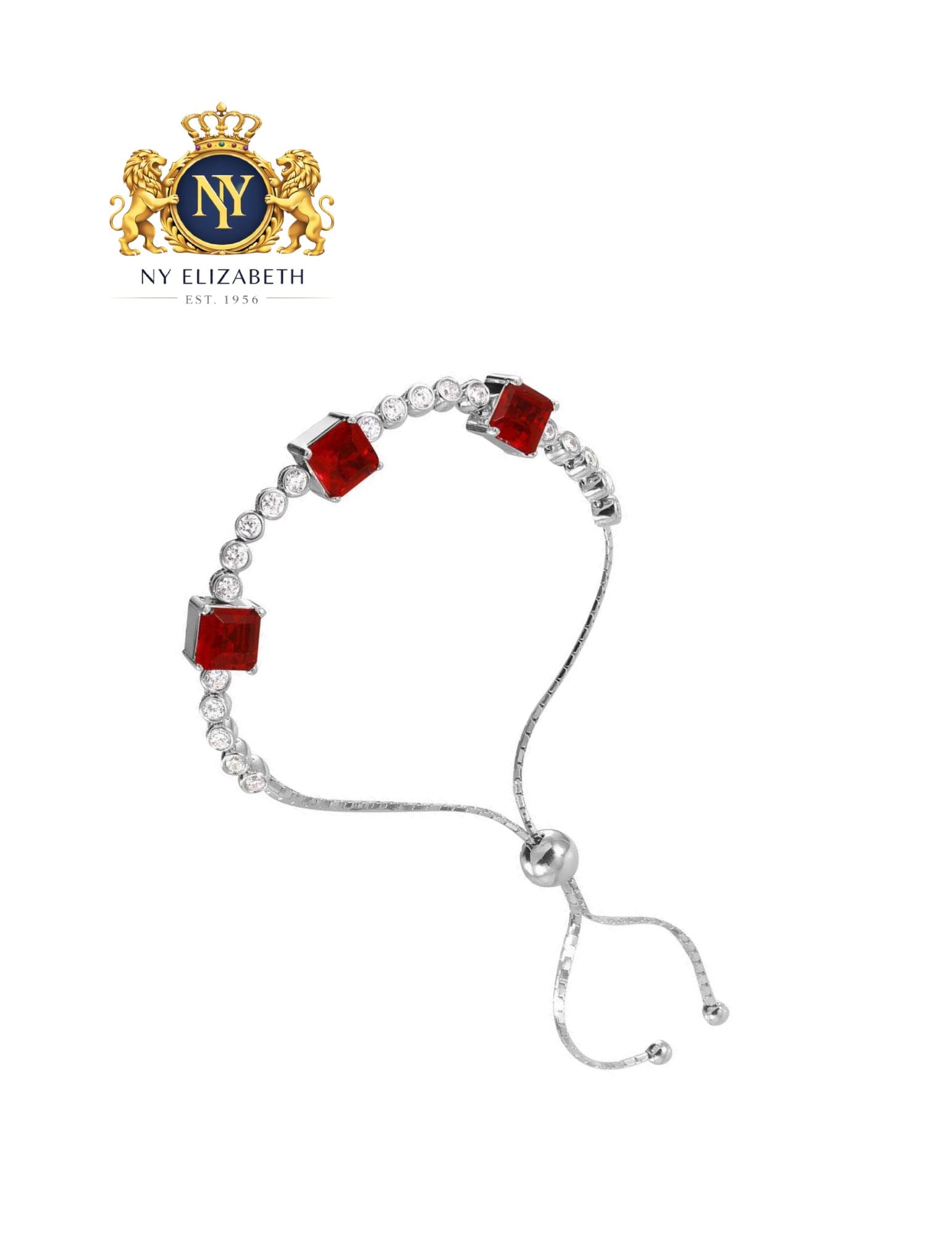 CLEARANCE - SILVER 925 RHODIUM PLATED RUBY ADJUSTABLE BRACELET - 2