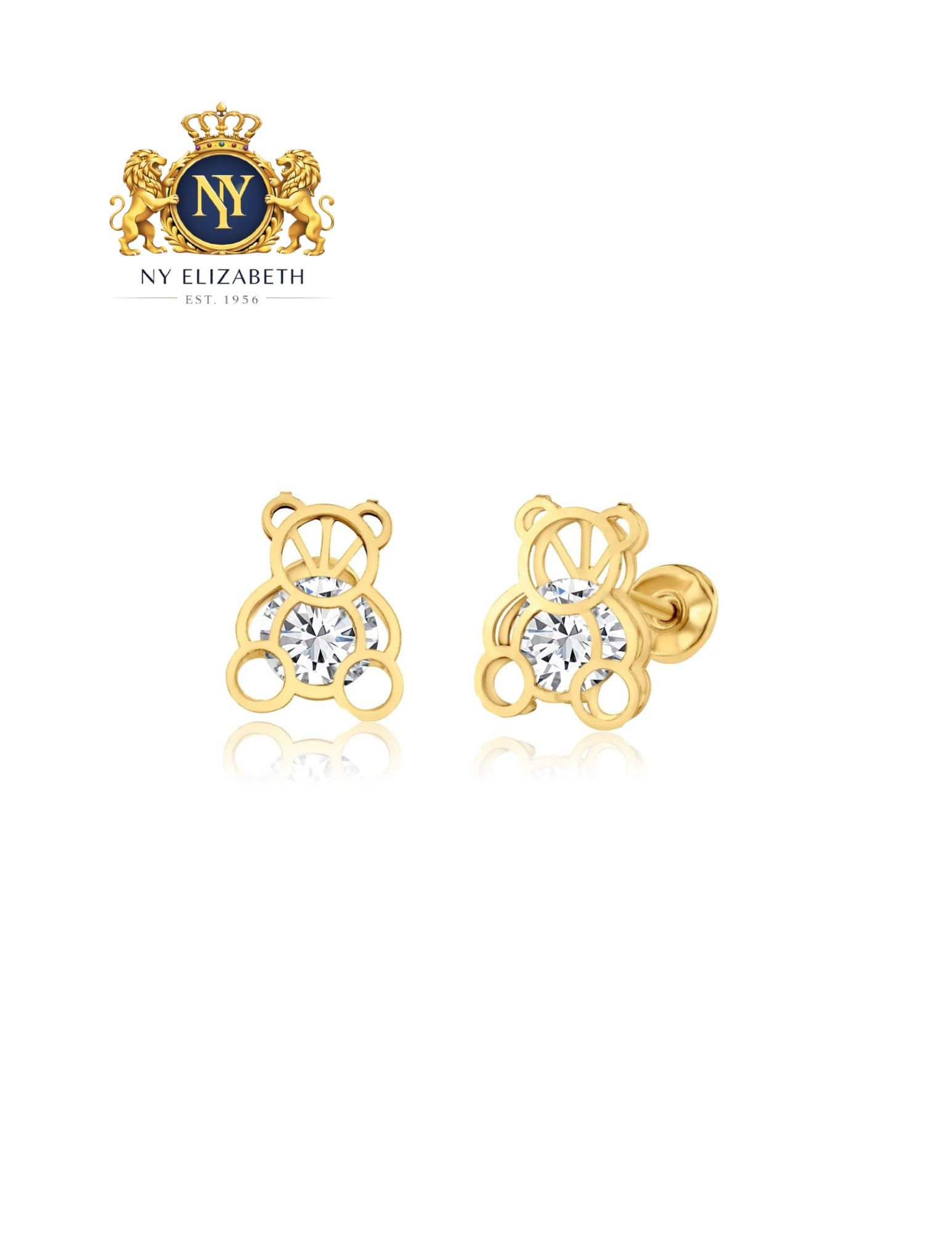 14 KARAT YELLOW GOLD BEAR SCREW BACK EARRING: 14 Karat Yellow Gold CZ Bear Screw Back Earring Metal: 14 Karat Gold Dimensions: 5.2mm x 6.5mm Length: None Accessories: None Notice: When purchasing pre-owned goods, please refer to the photos of the