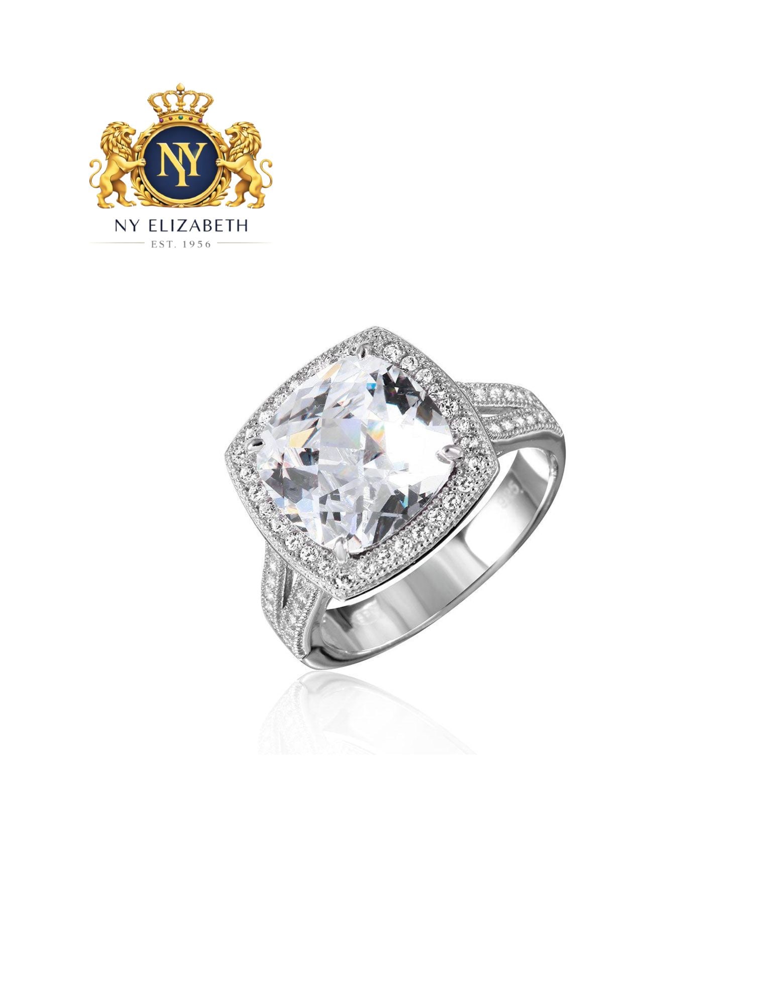 SILVER 925 RHODIUM PLATED SQUARE HALO RING: Silver 925 Rhodium Plated Square Halo CZ Ring Metal: 925 Sterling Silver Plating: Nickel Free Rhodium Plated Stone: Cubic Zirconia Stones Ring Size:: 8 US Accessories: None Notice: When purchasing