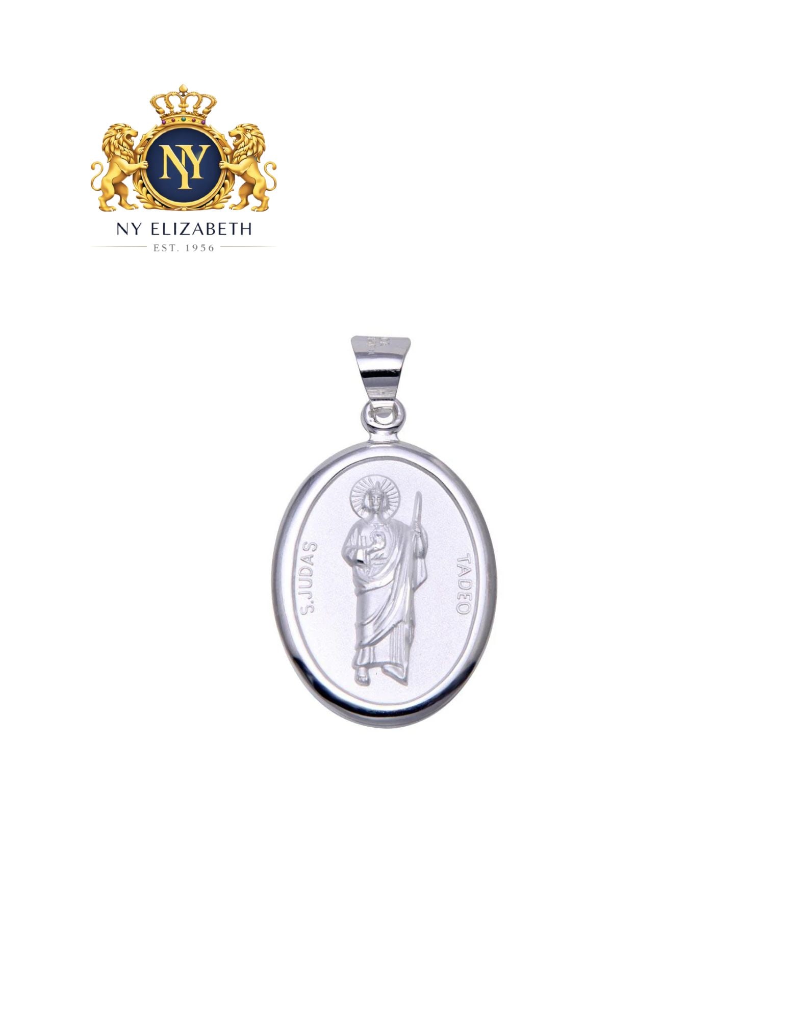 HIGH POLISHED 925 STERLING SILVER EDGE TADEO MEDALLION PENDANT: High Polished 925 Sterling Silver Edge Tadeo Medallion Pendant Metal: 925 Sterling Silver Plating: High Polished Dimensions: 26mm x 40mm Weight: 9.3grams Length: None Accessories: None Notice: When