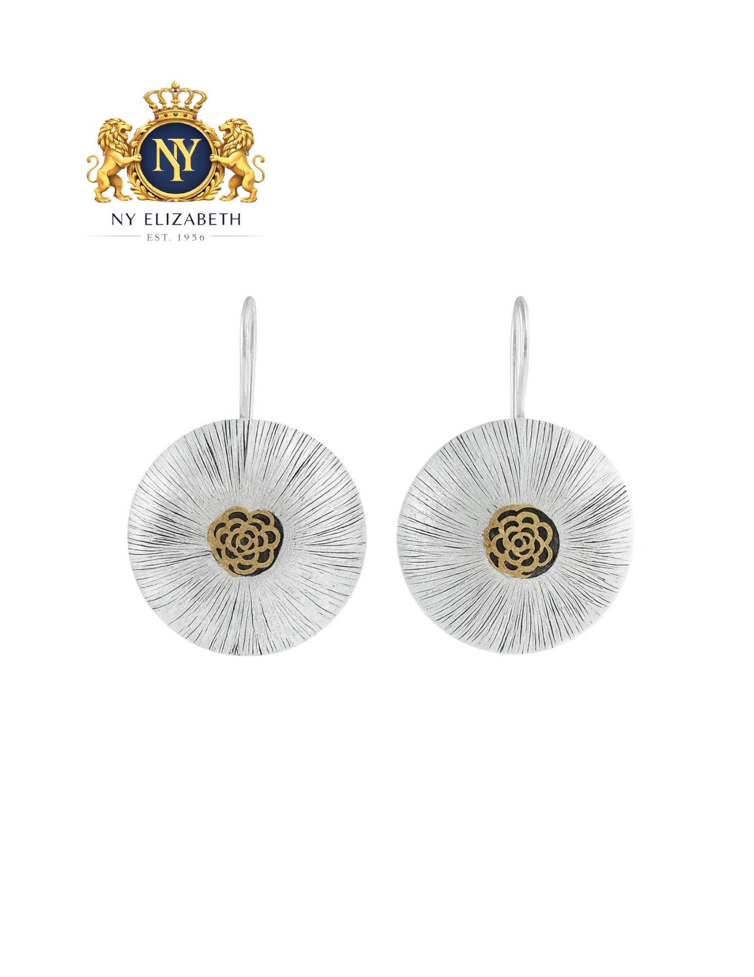 SILVER TWO TONE MATTE FINISH LARGE STAMPED DISC EARRINGS: Silver Two Tone Matte Finish Large Stamped Disc Earrings Metal: 925 Sterling Silver Plating: Non Plated Matte Finish & Gold Plated Dimensions: 30mm Length: None Accessories: None Notice: When