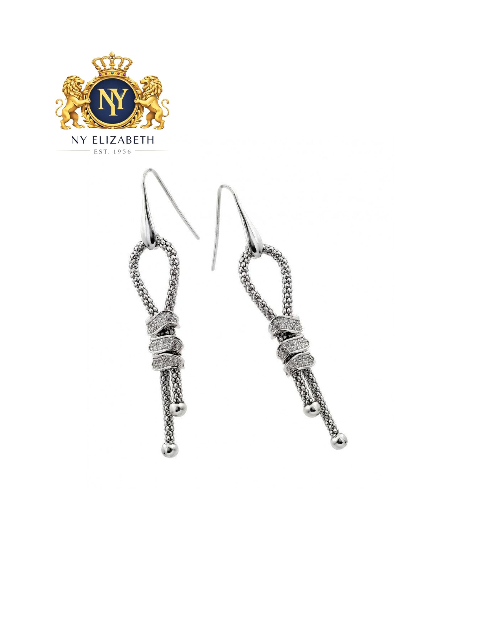 SILVER 925 RHODIUM RIBBON CENTER RECTANGULAR EARRINGS: Silver 925 Rhodium Ribbon Center Rectangular CZ Earrings Metal: 925 Sterling Silver Plating: Nickel Free Rhodium plated Stone: Clear CZ Stones Dimensions: 71.4Mm x 10.75Mm x 5.45Mm Weight: 7.3G Le