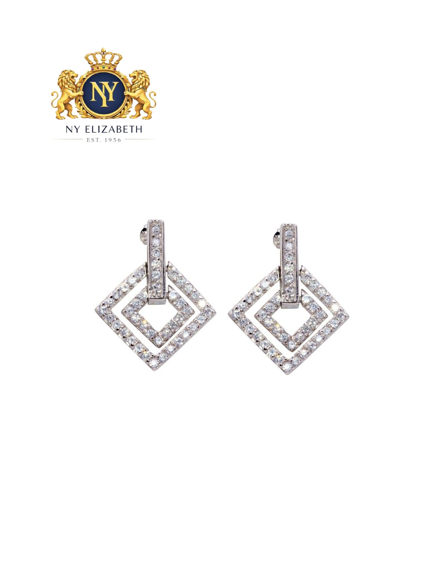 SILVER 925 RHODIUM PLATED RECTANGULAR EARRINGS: Silver 925 Rhodium Plated CZ Rectangular Earrings Metal: 925 Sterling Silver Plating: Nickel Free Rhodium Plated Stone: Cubic Zirconia Stones Dimensions: 21.5mm x 26mm Length: None Accessories: No