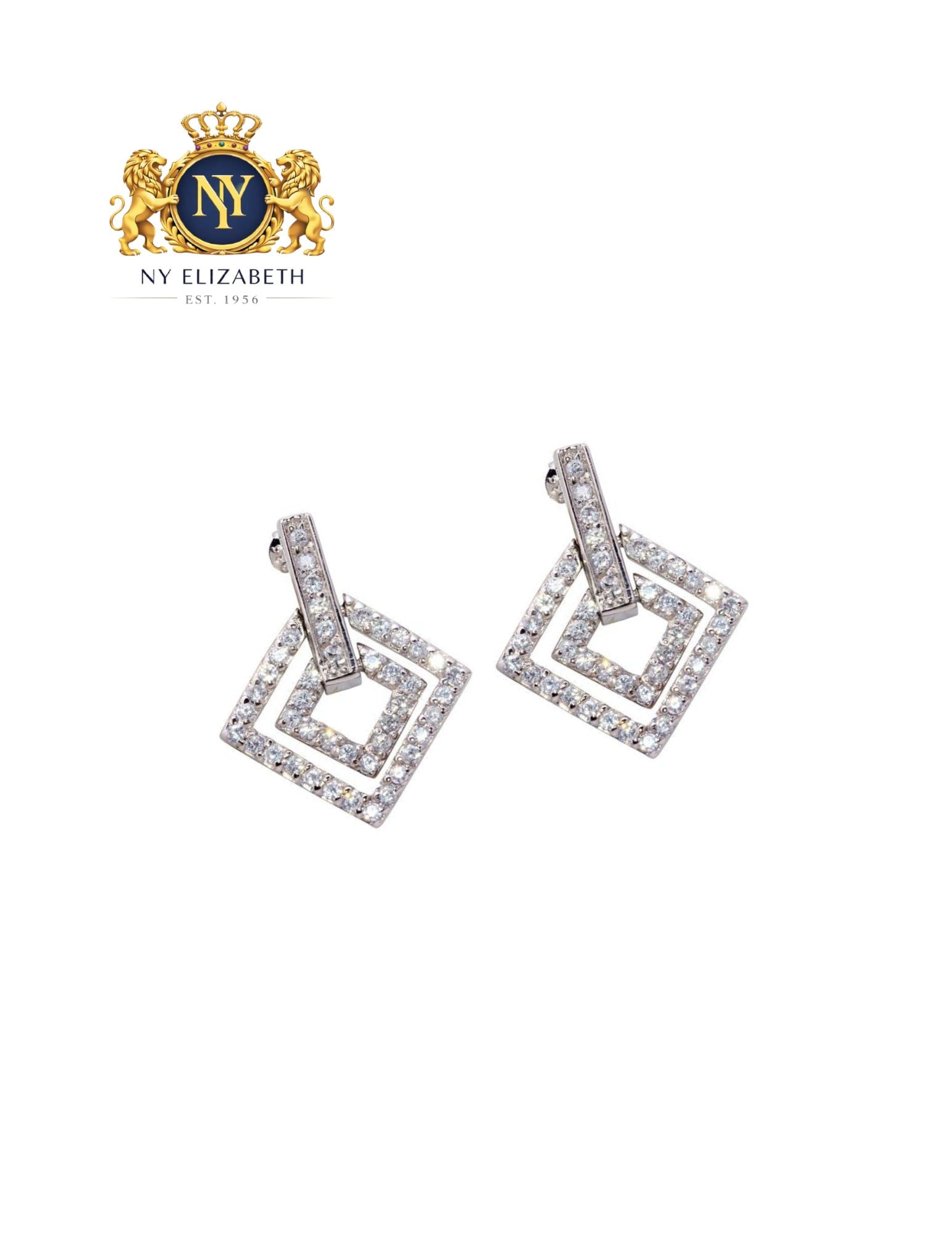 SILVER 925 RHODIUM PLATED RECTANGULAR EARRINGS - 2