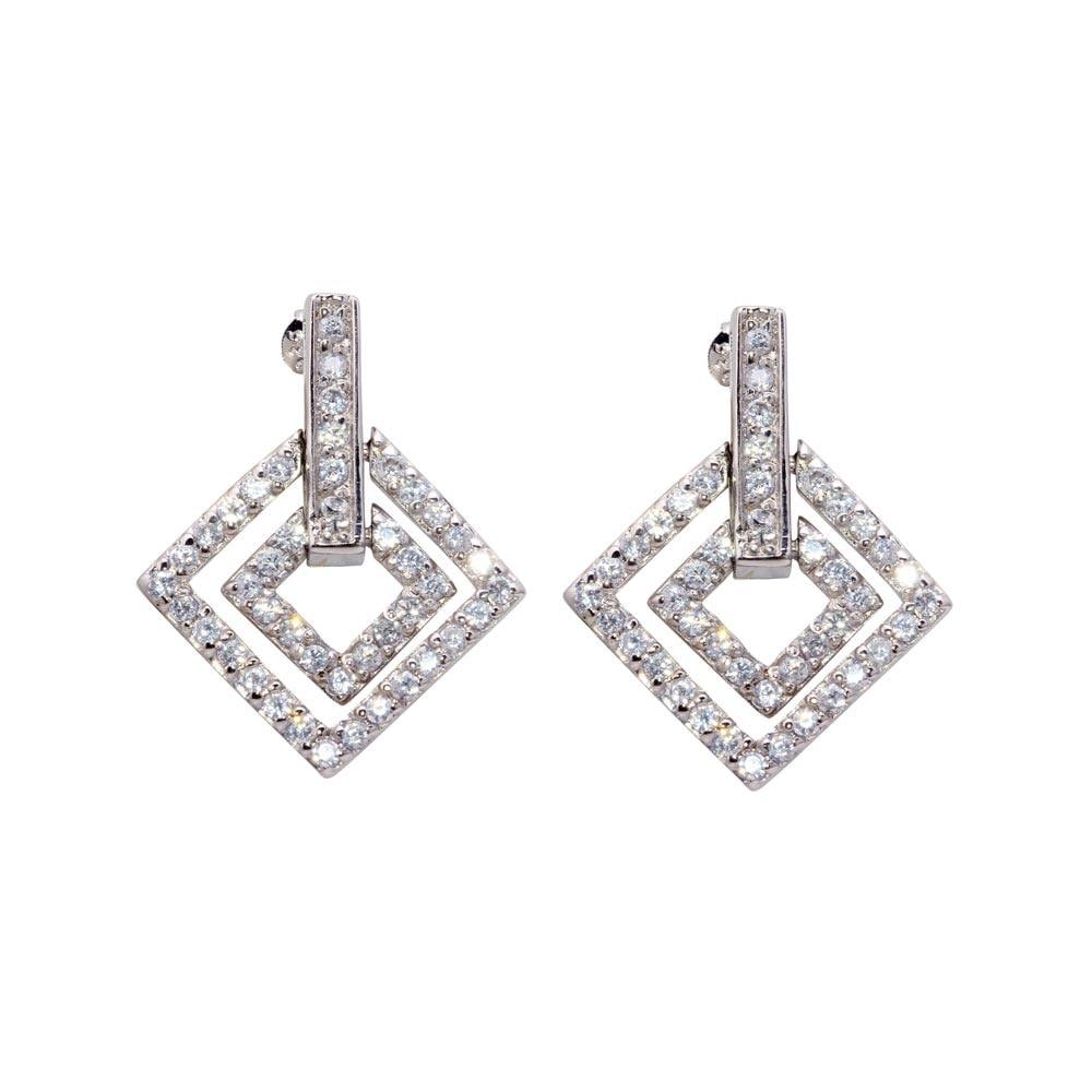 SILVER 925 RHODIUM PLATED RECTANGULAR EARRINGS - 3