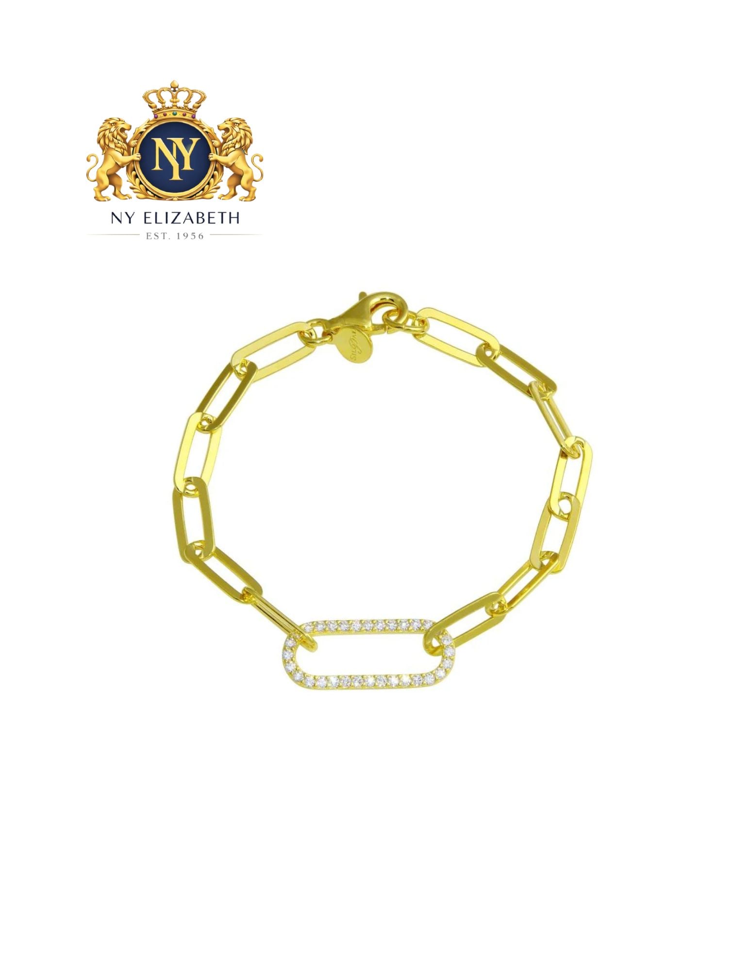 GOLD PLATED 925 STERLING SILVER CHAIN BRACELET: Gold Plated 925 Sterling Silver CZ Chain Bracelet Metal: 925 Sterling Silver Plating: Gold Plated Stone: Clear CZ Stones Length: None Accessories: None Notice: When purchasing pre-owned goods, plea
