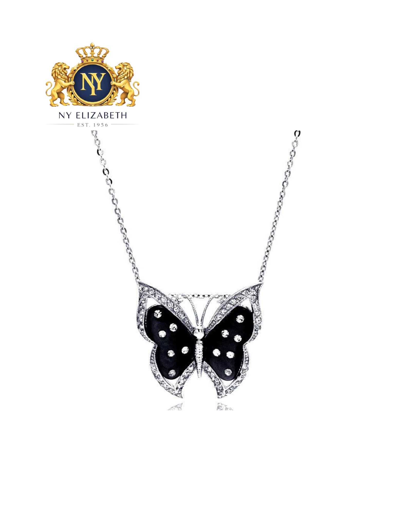 SILVER 925 RHODIUM PLATED BLACK NECKLACE: Silver 925 Rhodium Plated Black CZ Necklace Metal: 925 Sterling Silver Plating: Nickel Free Rhodium Plated Stone: Cubic Zirconia Stones Dimensions: 23mm x 24mm Length: 16 + 2 inch Extension Access