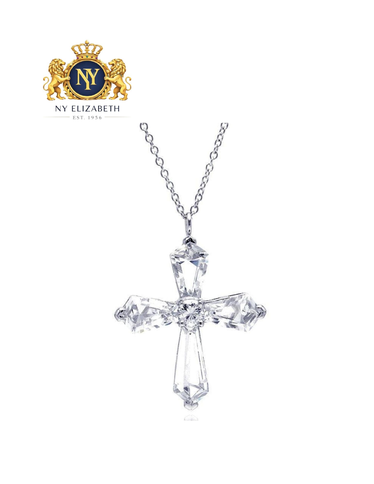 SILVER 925 RHODIUM PLATED CROSS NECKLACE: Silver 925 Rhodium Plated Cross CZ Necklace Metal: 925 Sterling Silver Plating: Nickel Free Rhodium Plated Stone: Cubic Zirconia Stones Dimensions: 37mm x 28mm Length: 16 + 2 inch Extension