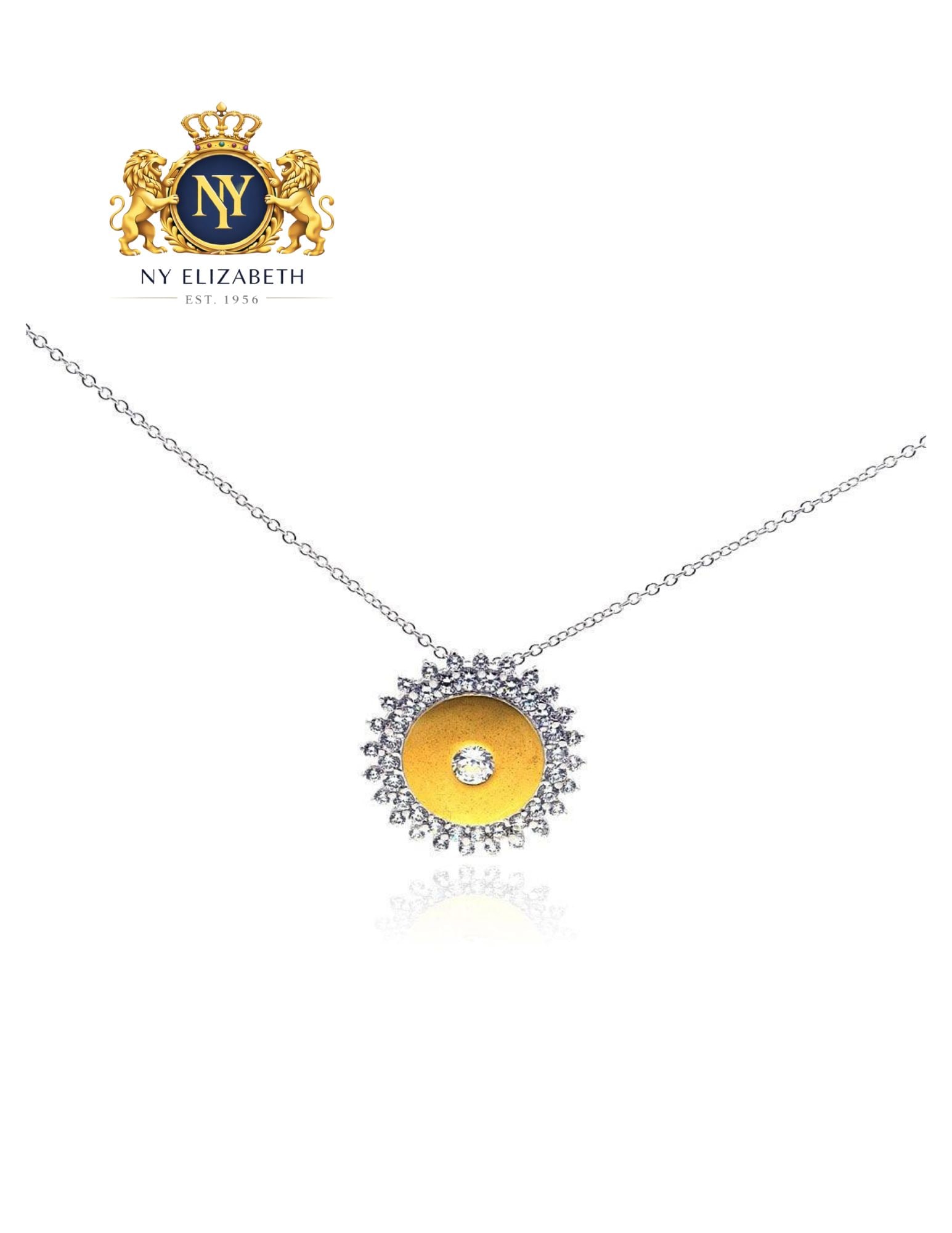 SILVER 925 RHODIUM PLATED YELLOW SUN NECKLACE: Silver 925 Rhodium Plated Yellow Sun CZ Necklace Metal: 925 Sterling Silver Plating: Nickel Free Rhodium Plated Stone: Cubic Zirconia Stones Length: 16 + 2 inch Extension Accessories: None Notice: