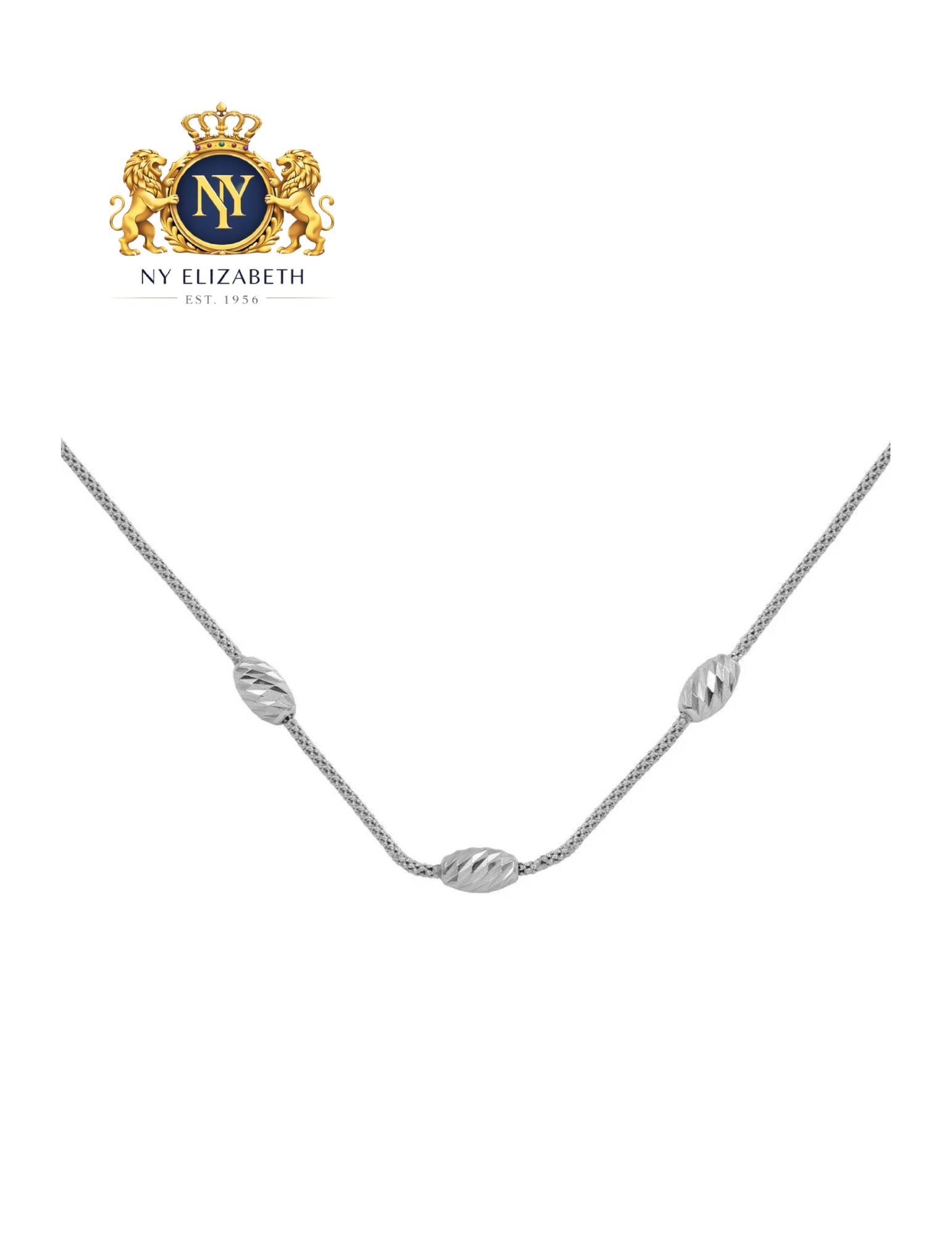 RHODIUM PLATED 925 STERLING SILVER THREE BEAD NECKLACE: Rhodium Plated 925 Sterling Silver Three Bead Necklace Metal: 925 Sterling Silver Plating: Nickel Free Rhodium Plated Length: 16 + 2 Inches Extension Accessories: None Notice: When purchasing pre-owne