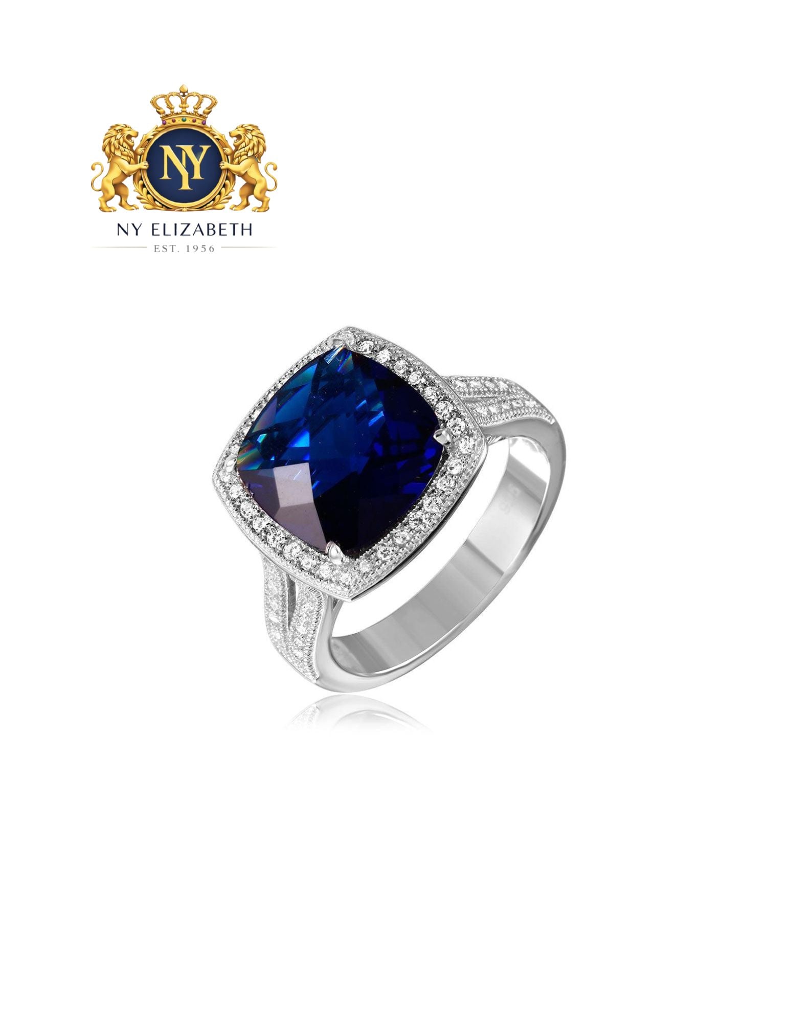 SILVER 925 RHODIUM PLATED SQUARE HALO BLUE RING: Silver 925 Rhodium Plated Square Halo Blue CZ Ring Metal: 925 Sterling Silver Plating: Nickel Free Rhodium Plated Stone: Blue Cubic Zirconia Stones Ring Size:: 9 US Accessories: None Notice: When p