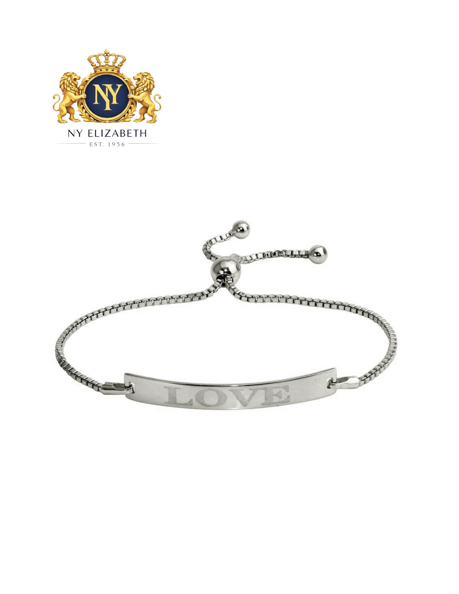 RHODIUM PLATED 925 STERLING SILVER LOVE BAR BRACELET: Rhodium Plated 925 Sterling Silver Love Bar Bracelet Metal: 925 Sterling Silver Plating: Nickel Free Rhodium Plated Length: 8 Inches Adjustable Accessories: None Notice: When purchasing pre-owned good
