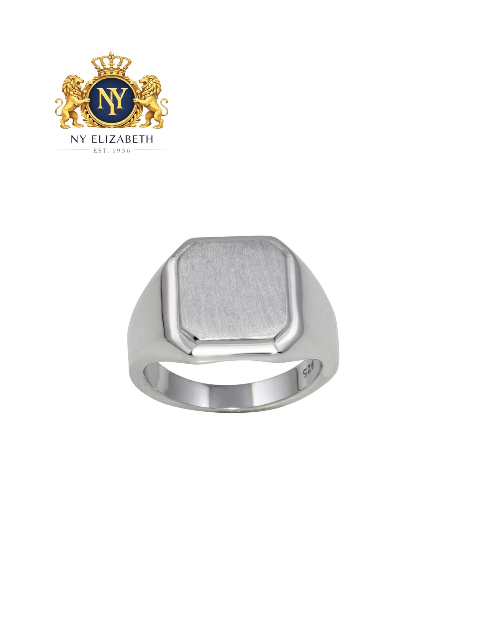 RHODIUM PLATED 925 STERLING SILVER ENGRAVABLE OCTAGON RING: Rhodium Plated 925 Sterling Silver Engravable Octagon Ring Metal: 925 Sterling Silver Plating: Nickel Free Rhodium Plated Ring Size:: 6 US Accessories: None Notice: When purchasing pre-owned goods, pl