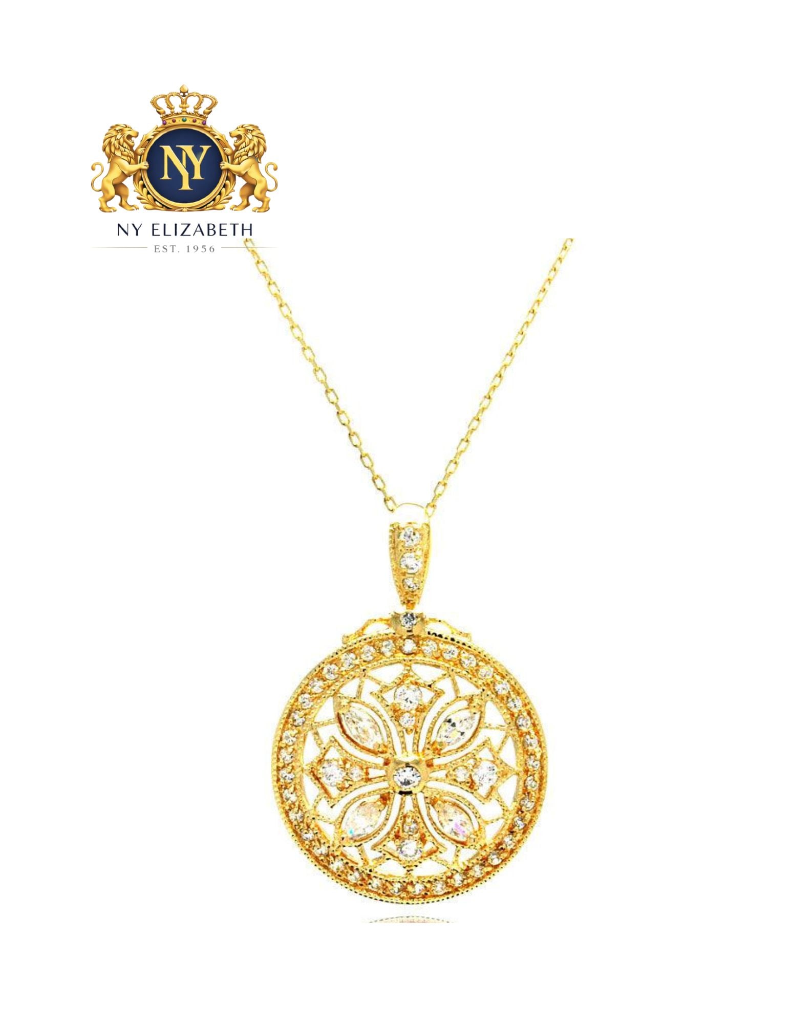 SILVER 925 RHODIUM PLATED DISC DESIGNED FILIGREE NECKLACE: Silver 925 Rhodium Plated Disc Designed Filigree CZ Necklace Metal: 925 Sterling Silver Plating: Nickel Free Rhodium Plated Stone: Marquise Stones & Cubic Zirconia Stones Dimensions: 27mm x 27mm