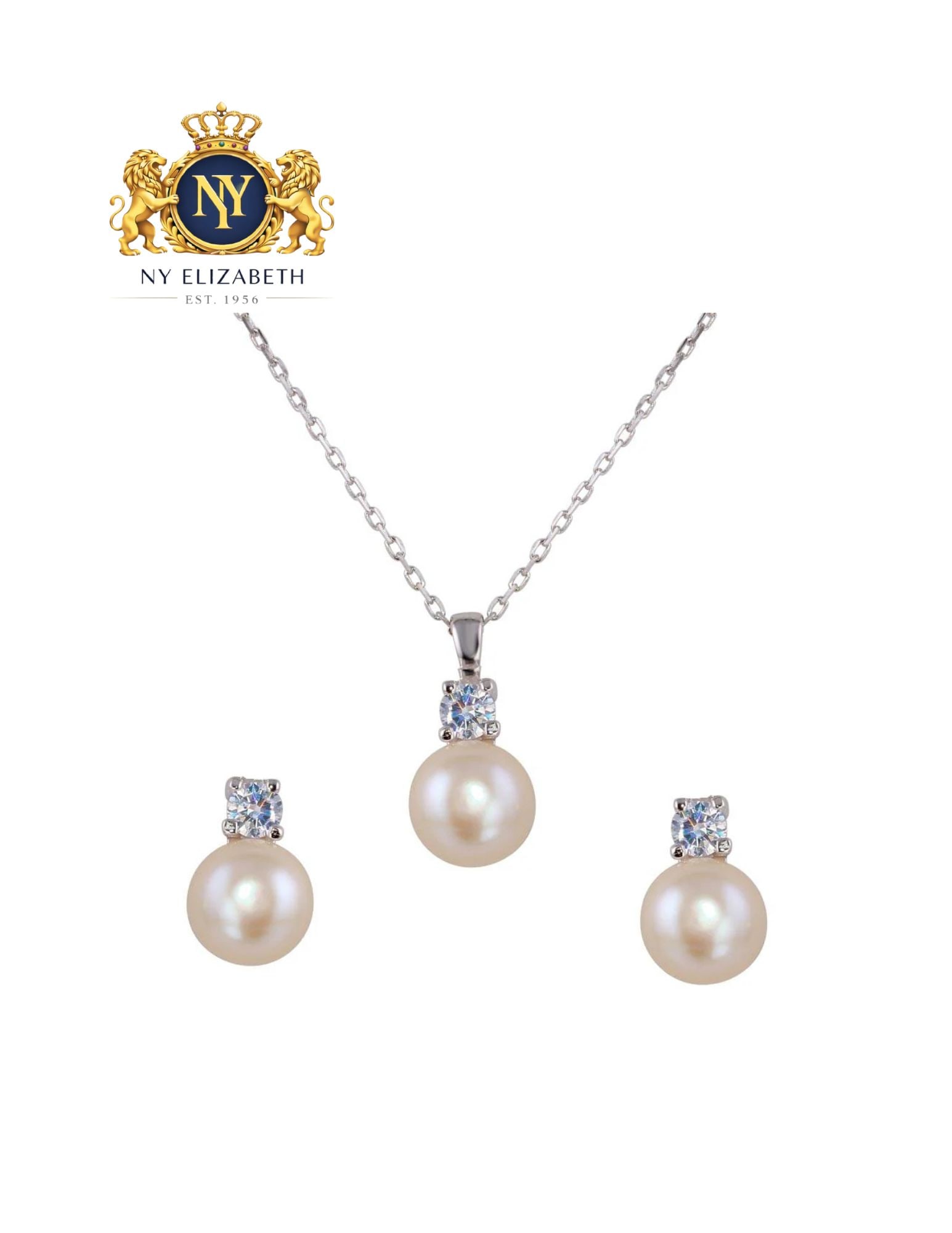 RHODIUM PLATED 925 STERLING SILVER PEARL EARRING AND NECKLACE: Rhodium Plated 925 Sterling Silver Pearl Earring and Necklace Metal: 925 Sterling Silver Plating: Nickel Free Rhodium Plated Stone: Pearl & CZ Stones Dimensions: Pendant Dimensions: 7.8mm x 16mmEarrin