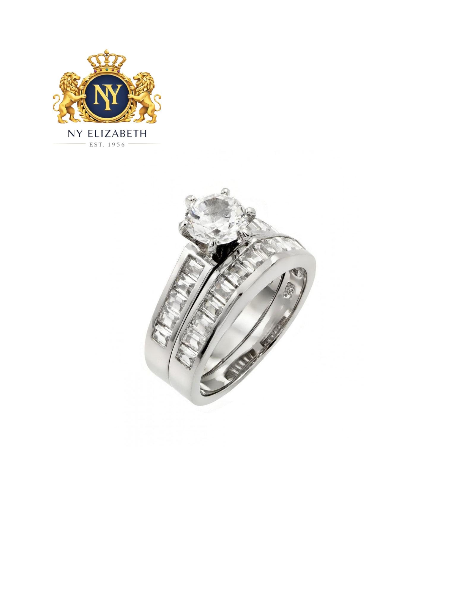 SILVER 925 RHODIUM PLATED CLEAR RING PAIR SET: Silver 925 Rhodium Plated Clear CZ Ring Pair Set Metal: 925 Sterling Silver Plating: Nickel Free Rhodium Plated Stone: Clear CZ Stones Ring Size:: 8 US Accessories: None Notice: When purchasing pre