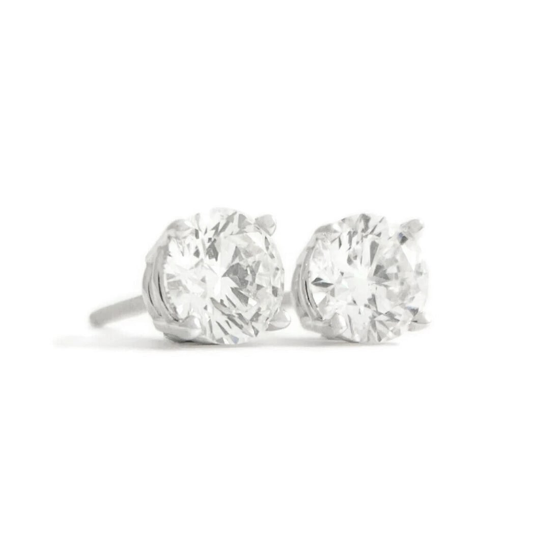 CERTIFIED ROUND DIAMOND STUD EARRINGS 14K WHITE GOLD (1 of 3)