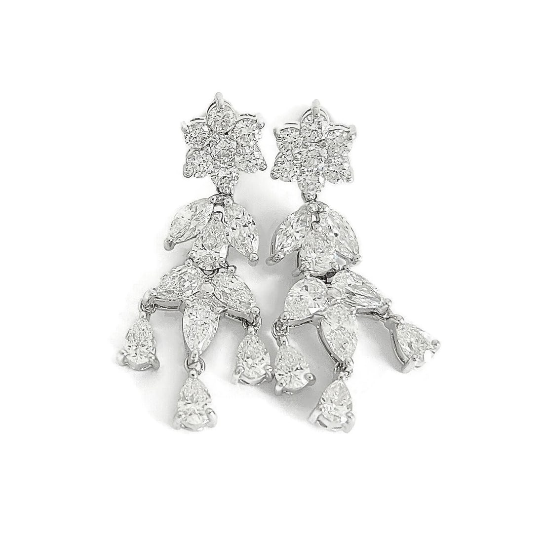 PEAR MARQUISE DIAMOND FLOWER DANGLE DROP EARRINGS PLATINUM: Pear Marquise Diamond Flower Dangle Drop Earrings Platinum Brand: Unbranded Type/Style: Earrings Material: Platinum, Main Stone Natural Color: Silver Size: Length: 1.3 inchesWidth: 21.8 mm Accesso