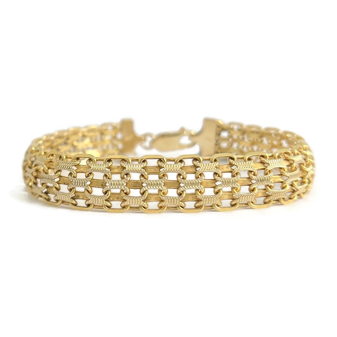 WIDE BISMARK CHAIN LINK BRACELET 14K YELLOW GOLD (1 of 2)