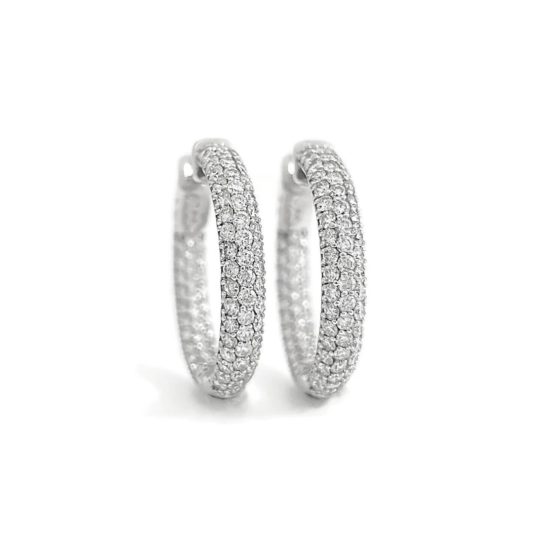 PAVE DIAMOND INSIDE-OUT HOOP EARRINGS 14K WHITE GOLD (1 of 2)