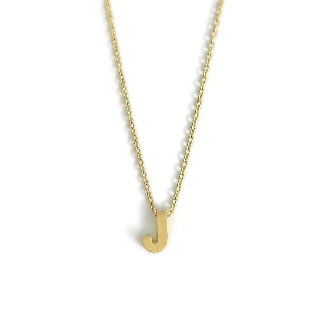 SMALL LETTER J INITIAL SATIN FINISH PENDANT NECKLACE 18K YELLOW GOLD: Small Letter J Initial Satin Finish Pendant Necklace 18K Yellow Gold Brand: Unbranded Type/Style: Necklace Material: 18K Yellow Gold, Color: Gold Size: Length: 16 inches Pendant: 5.9 (with bale) x