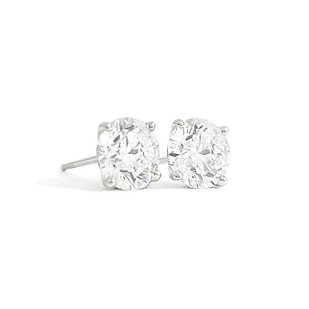 ROUND LAB-CREATED DIAMOND STUD EARRINGS 14K WHITE GOLD: Round Lab-Created Diamond Stud Earrings 14K White Gold Brand: Unbranded Type/Style: Earrings Material: 14K White Gold, Main Stone Lab-Created Color: White Size: Measurements: 6.35 mm Accessories: