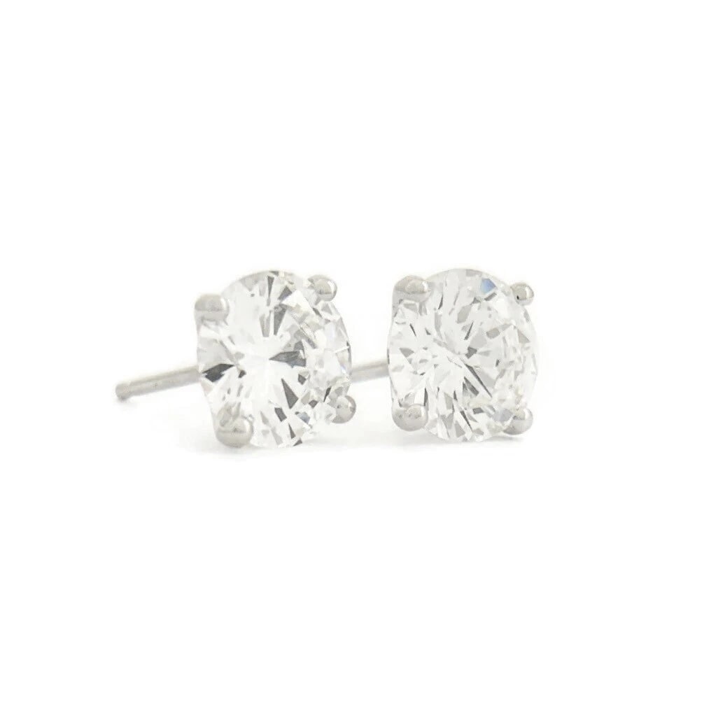 ROUND DIAMOND STUD EARRINGS 14K WHITE GOLD: Round Diamond Stud Earrings 14K White Gold Brand: Salvatore & Co. Type/Style: Earrings Material: 14K White Gold, Main Stone Natural Color: White Size: Measurements: 6.5 mm - 6.6 mm Accessories: No