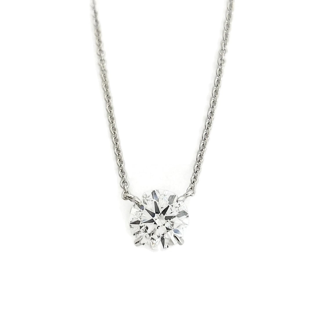 ROUND SOLITAIRE DIAMOND PENDANT NECKLACE 14K WHITE GOLD (1 of 2)