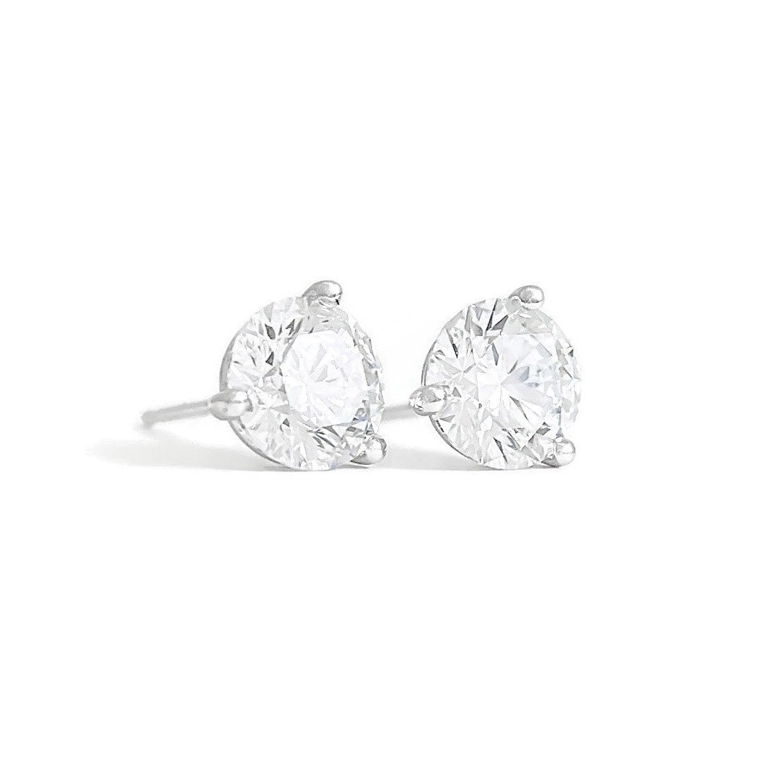 ROUND LAB-CREATED DIAMOND STUD EARRINGS 14K WHITE GOLD: Round Lab-Created Diamond Stud Earrings 14K White Gold Brand: Unbranded Type/Style: Earrings Material: 14K White Gold, Main Stone Lab-Created Color: White Size: Measurements: 6.5 mm - 6.6 mm