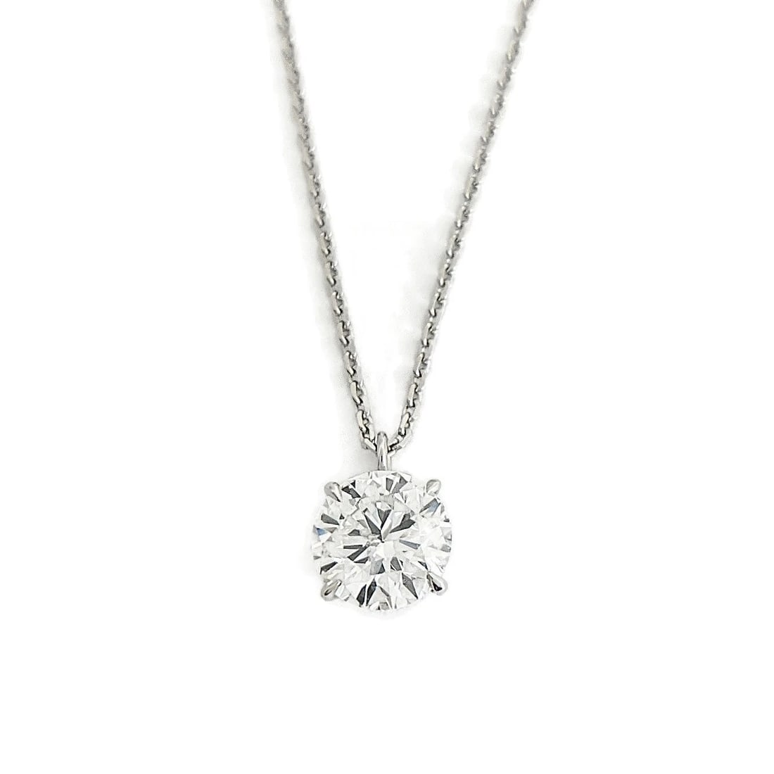ROUND SOLITAIRE DIAMOND PENDANT NECKLACE 14K WHITE GOLD (1 of 2)