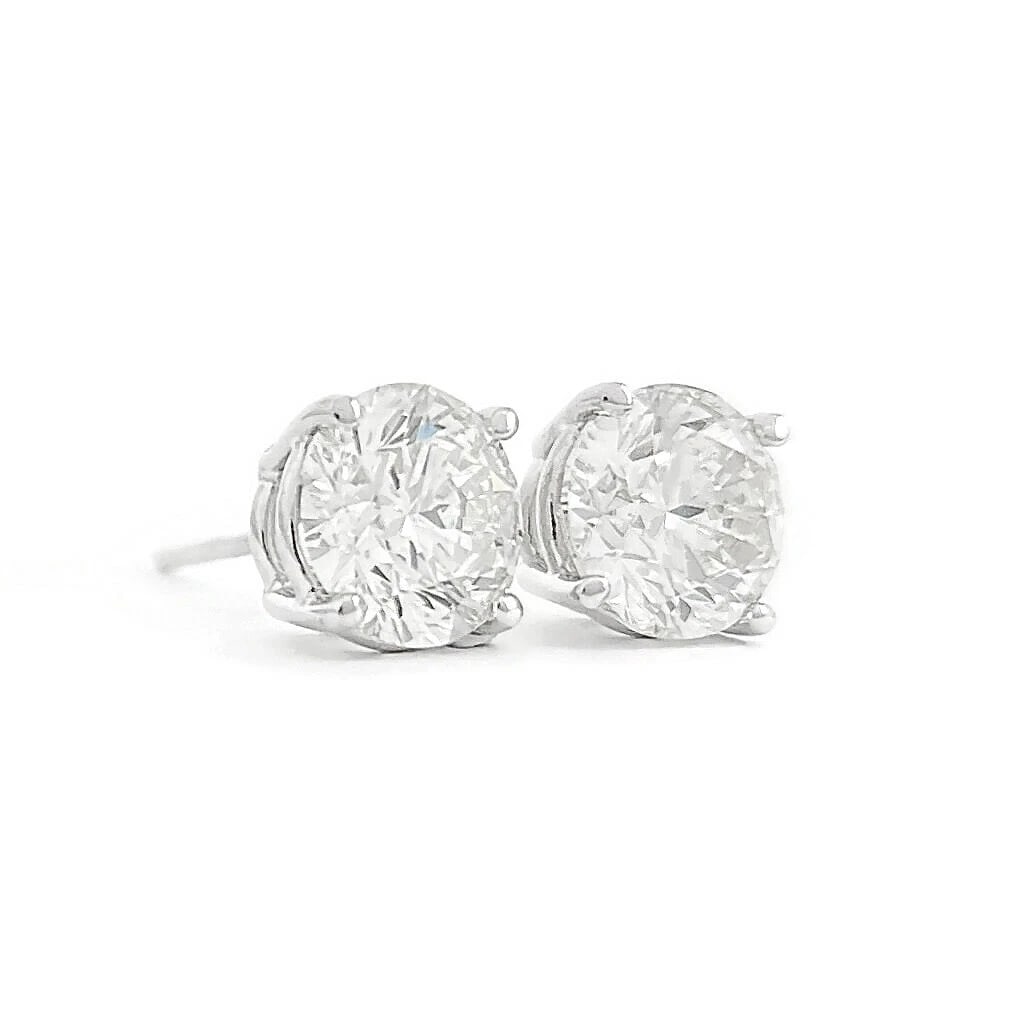 ROUND DIAMOND STUD EARRINGS 14K WHITE GOLD (1 of 2)