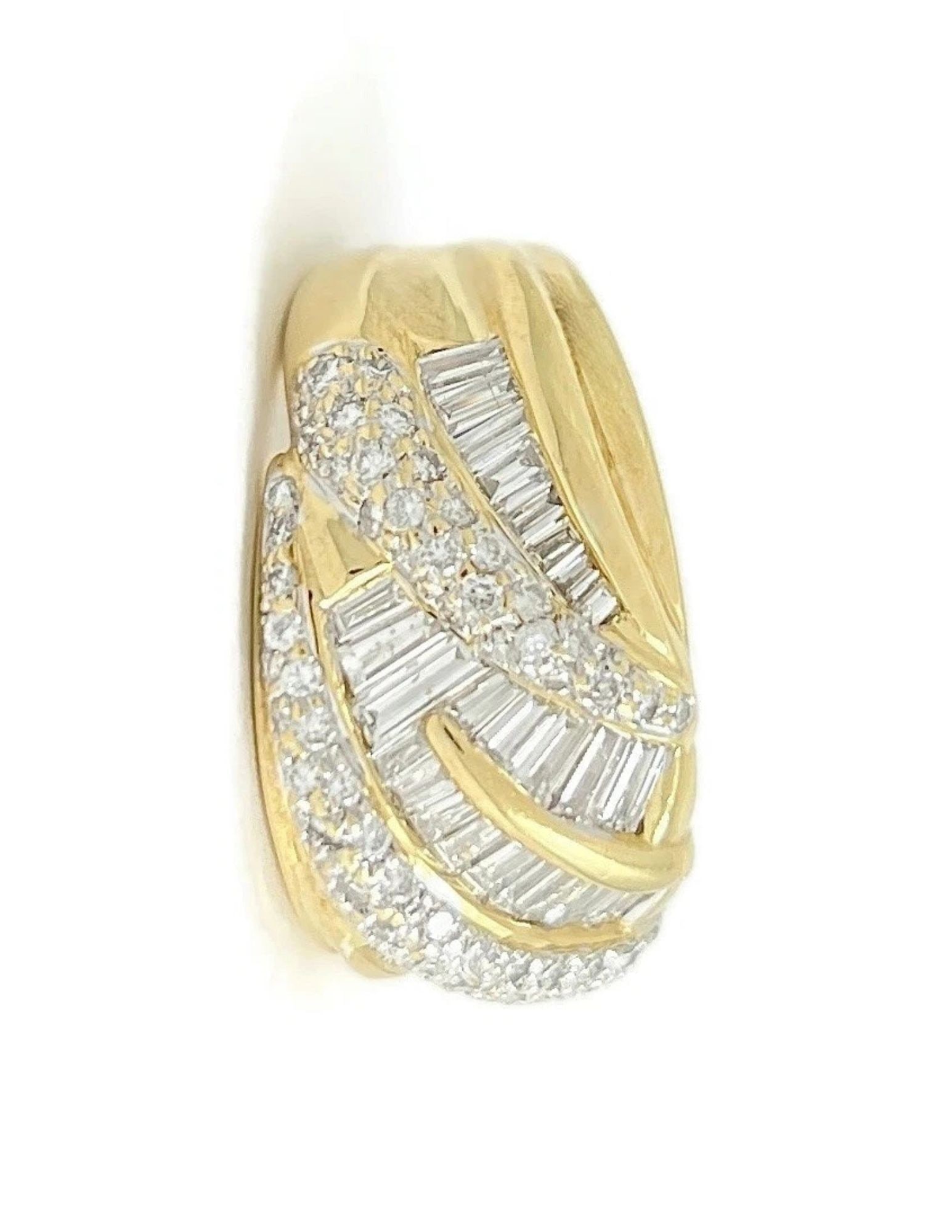 WIDE ASYMMETRICAL MIXED MULTISHAPE DIAMOND STATEMENT RING - 2