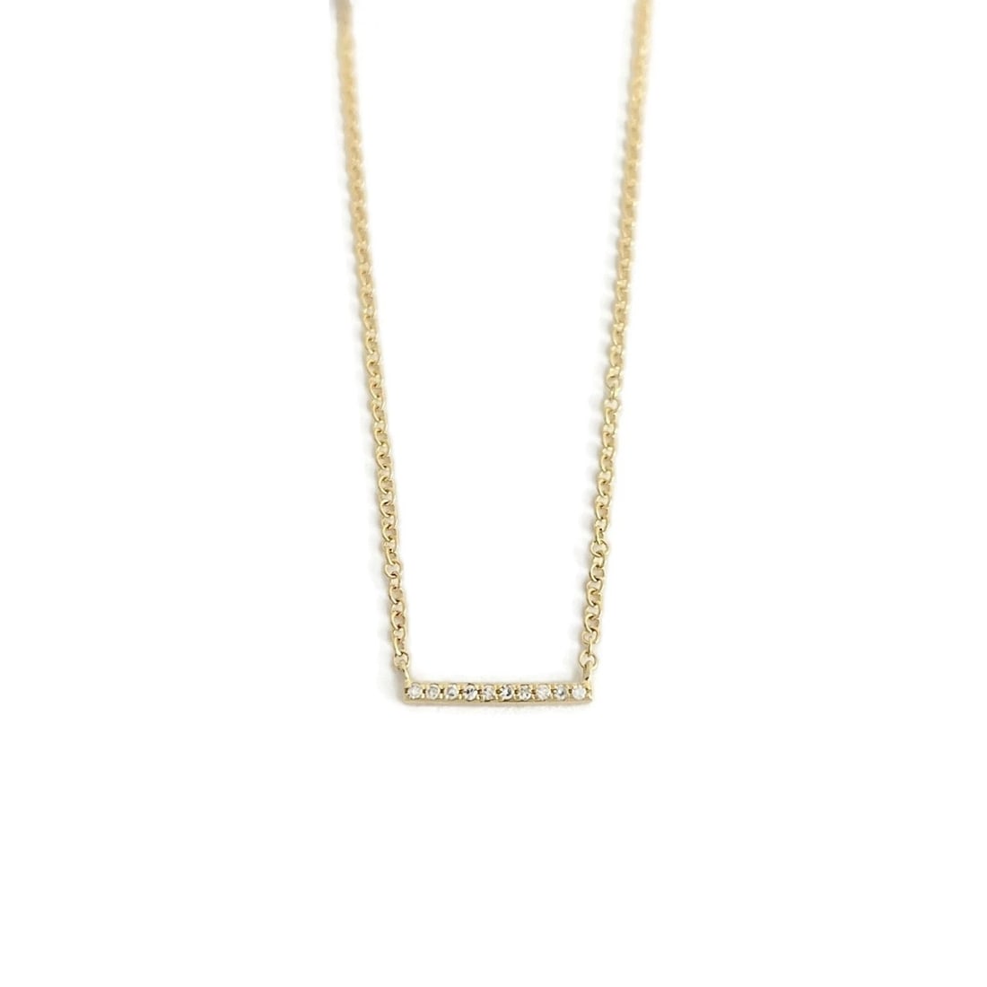 THIN DIAMOND BAR PENDANT NECKLACE 14K YELLOW GOLD: Thin Diamond Bar Pendant Necklace 14K Yellow Gold Brand: Unbranded Type/Style: Necklace Material: 14K Yellow Gold, Main Stone Natural Color: Gold Size: Length: adjustable at 15, 16, 17 and 18 inches,P