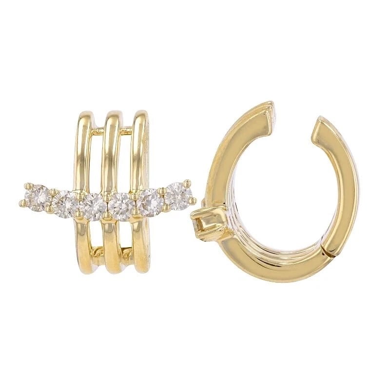 CURVED DIAMOND BAR CUFF EARRINGS 14K YELLOW GOLD: Curved Diamond Bar Cuff Earrings 14K Yellow Gold Brand: Unbranded Type/Style: Earrings Material: 14K Yellow Gold, Main Stone Natural Color: Gold Size: Length: 12.1 mmWidth: 11.3 mm Accessories: No