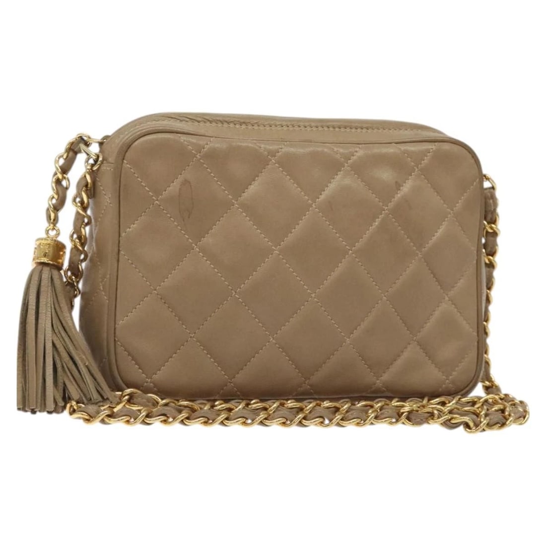 CHANEL MATELASSE CHAIN SHOULDER BAG LAMB SKIN BEIGE: CHANEL Matelasse Chain Shoulder Bag Lamb Skin Beige Brand: CHANEL Type/Style: Shoulder Bag Material: Lamb Skin Color: Beige/Gold Size: W6.7 x H4.7 x D2.4inch(Approx) Accessories: None Acce