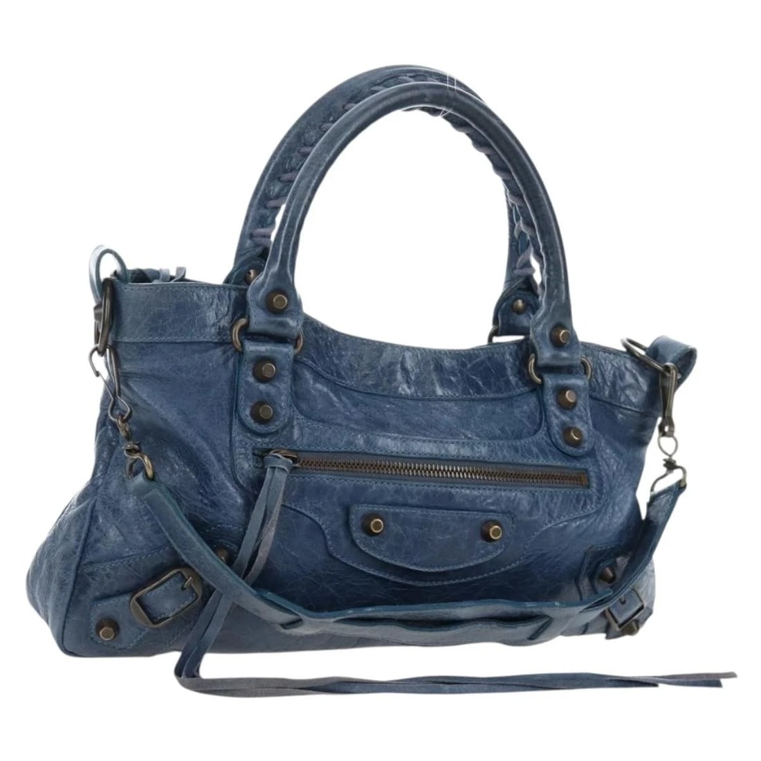 BALENCIAGA THE FIRST HAND BAG LEATHER 2WAY BLUE: BALENCIAGA The First Hand Bag Leather 2way Blue Brand: BALENCIAGA Type/Style: Hand Bag Material: Leather Color: Blue/Gold Size: W13.0 x H6.7 x D2.4inch(Approx) Accessories: None Accessorie