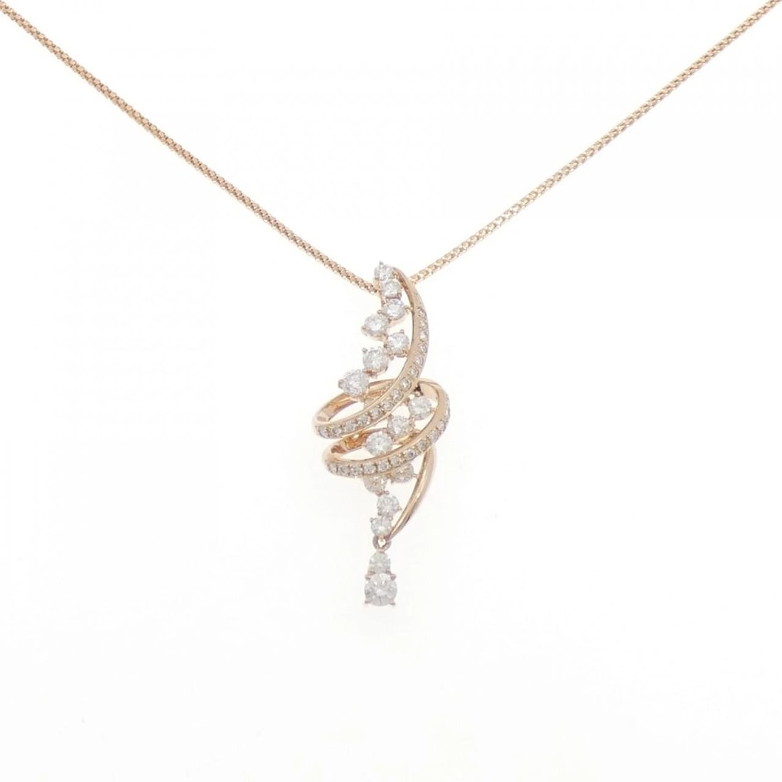 K18PG DIAMOND NECKLACE: K18PG Diamond Necklace Brand: Unbranded Type/Style: Diamond Necklace Material: K18 Pink Gold, Color: Does Not Apply Size: Length: 45cm Accessories: None Accessories Notice: When purchasing pre-owned