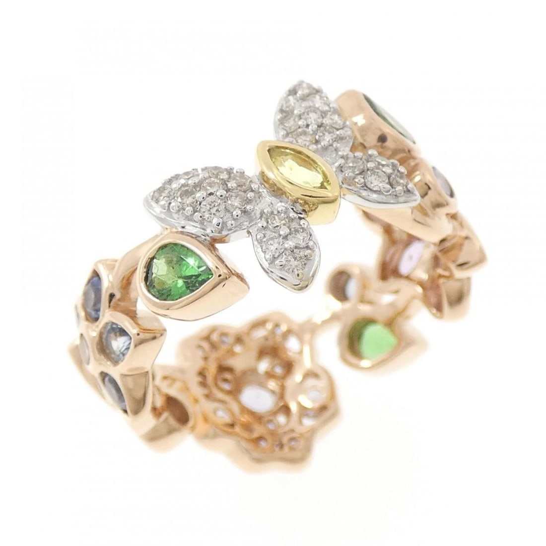 COLORED STONE RING: colored stone ring Brand: None Type/Style: Ring Material: K18 Pink Gold, Main Stone Sapphire Color: Does Not Apply Size: US5 1/4 Accessories: None Accessories Notice: When purchasing pre-o