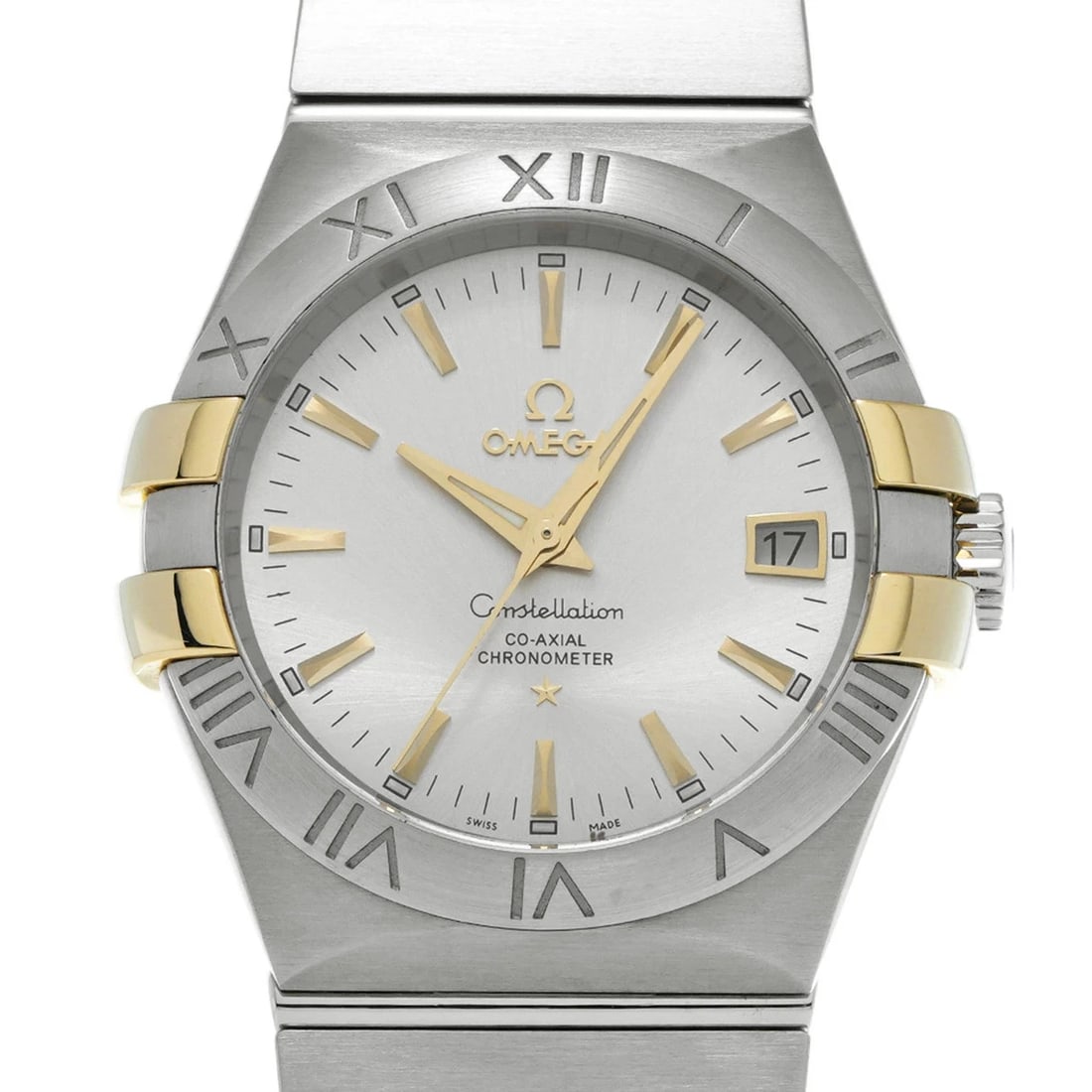 OMEGA WATCH CONSTELLATION CO-AXIAL WATCH: Omega Watch Constellation Co-Axial Watch Brand: OMEGA Type/Style: Wristwatch Material: Stainless Steel/Yellow Gold Color: SILVER Size: Case size: 35mm Wrist size: Approx. 19.5cm Accessories: None