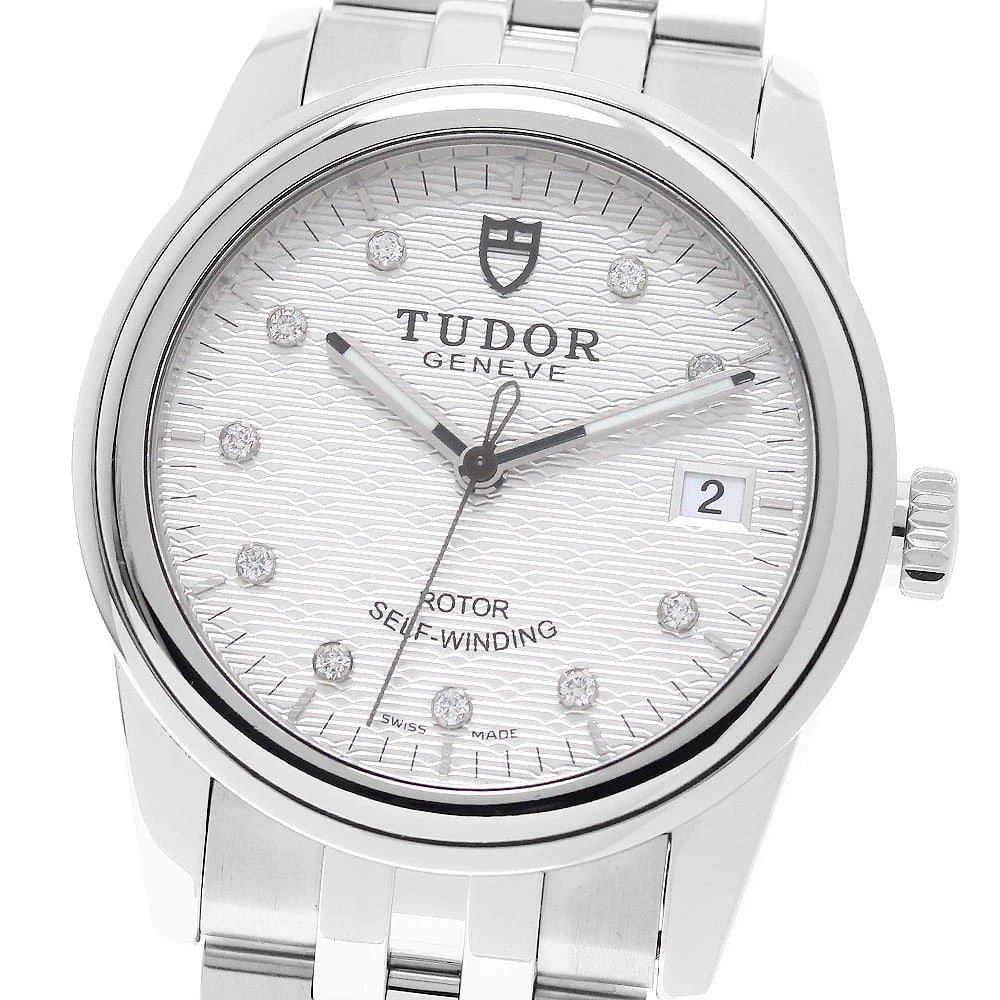 TUDOR WATCH GLAMOUR DATE 10P DIAMOND AUTOMATIC WATCH: Tudor Watch Glamour Date 10P Diamond Automatic Watch Brand: TUDOR Type/Style: Wristwatch Material: SS Color: SILVER DIAL Size: Case size: 36mm Wrist size: Approx. 18.5cm Accessories: None