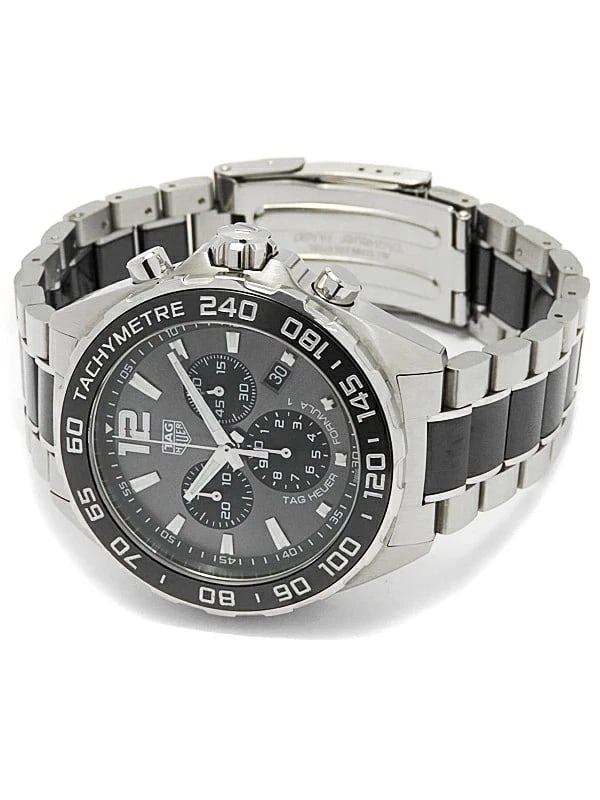 TAG HEUER WATCH FORMULA 1 CHRONOGRAPH WATCH: Tag Heuer Watch Formula 1 Chronograph Watch Brand: TAG HEUER Type/Style: Wristwatch Material: Stainless steel/Ceramic Color: none Size: Case size: 43mm Wrist size: 20.5cm Accessories: None