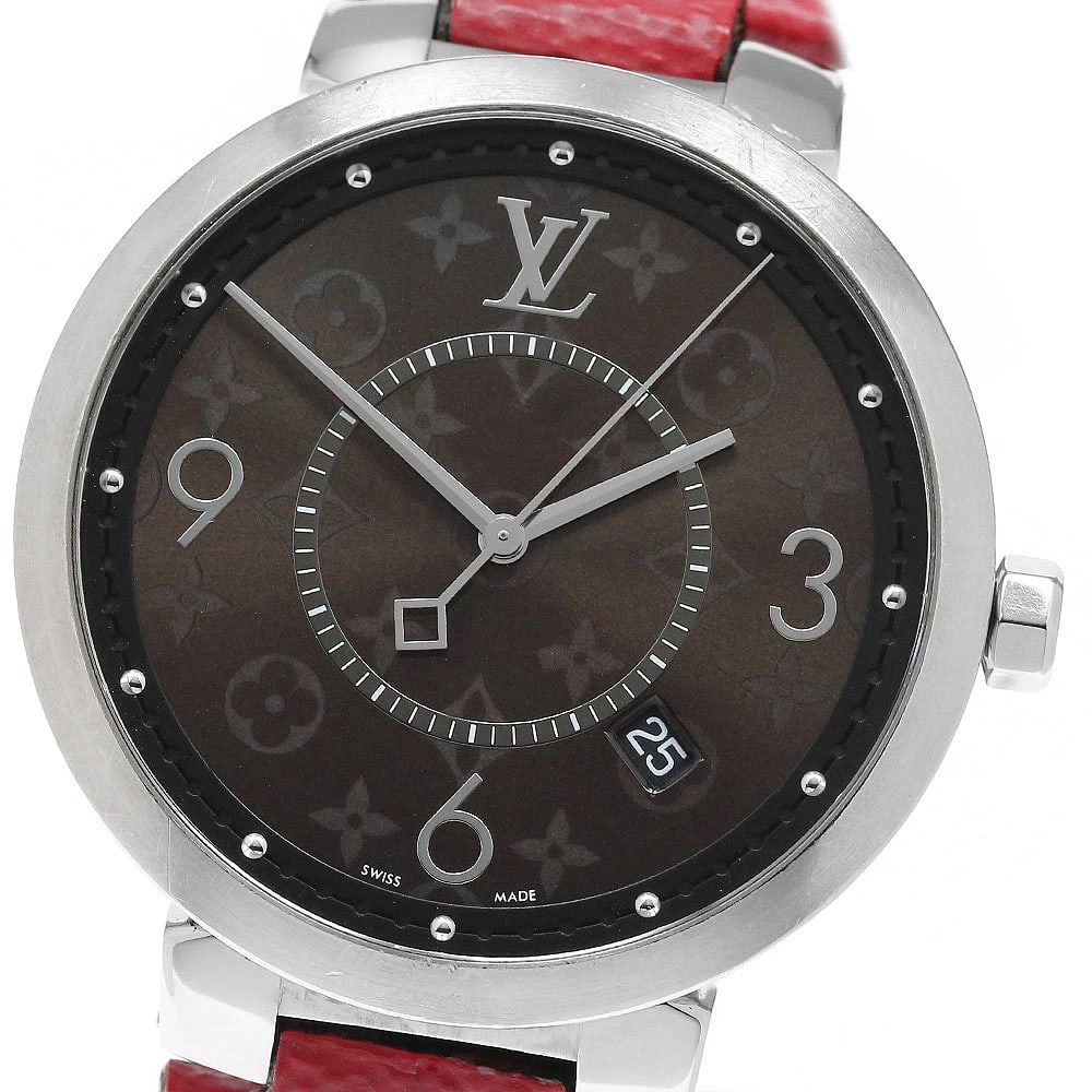 LOUIS VUITTON WATCH TAMBOUR SLIM MONOGRAM WATCH: Louis Vuitton Watch Tambour Slim Monogram Watch Brand: LOUIS VUITTON Type/Style: Wristwatch Material: SS Color: BROWN DIAL Size: Case size: 39mm Wrist size: Approx. 18.5cm Accessories: None