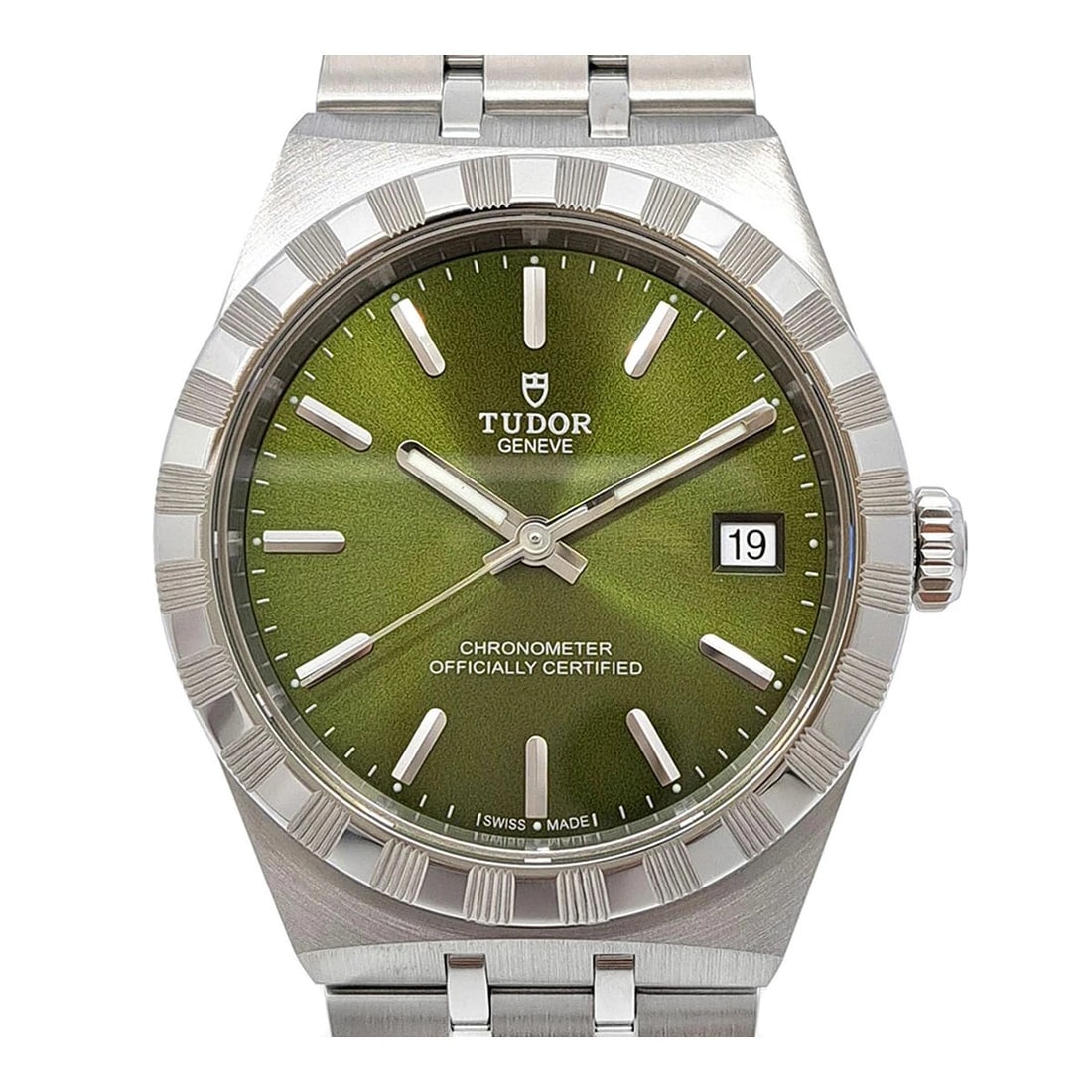 TUDOR WATCH ROYAL AUTOMATIC DATE WATCH: Tudor Watch Royal Automatic Date Watch Brand: TUDOR Type/Style: Wristwatch Material: SS Color: GREEN DIAL Size: Case size: 36mm Wrist size: Approx. 18.5cm Accessories: None Accessories Notice: When